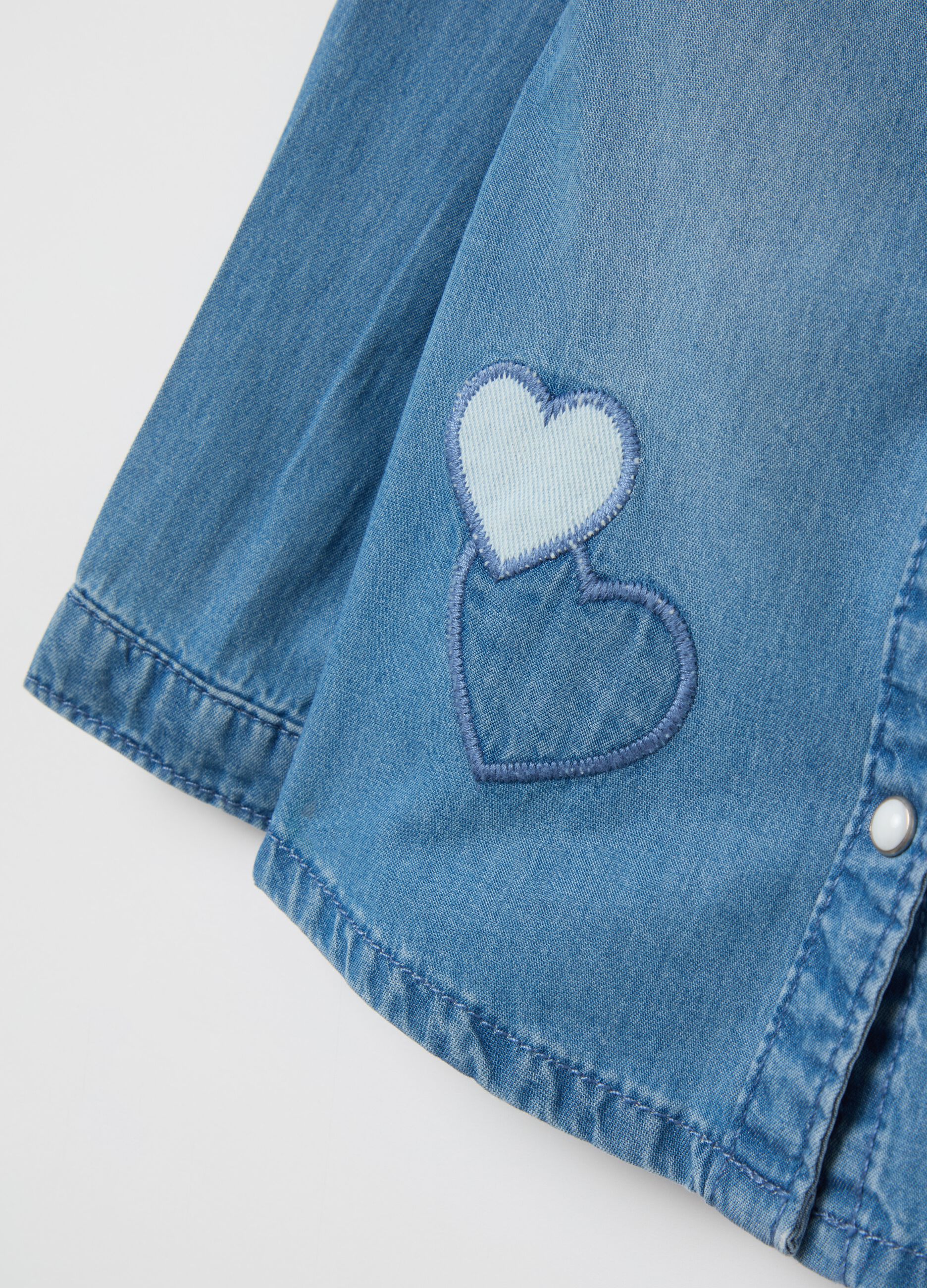 Denim shirt with hearts patch