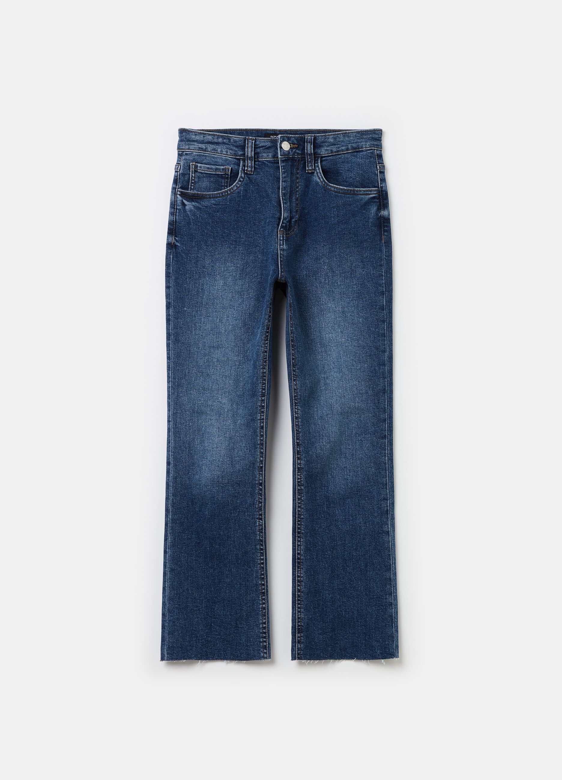 Flare-fit crop jeans with raw edging