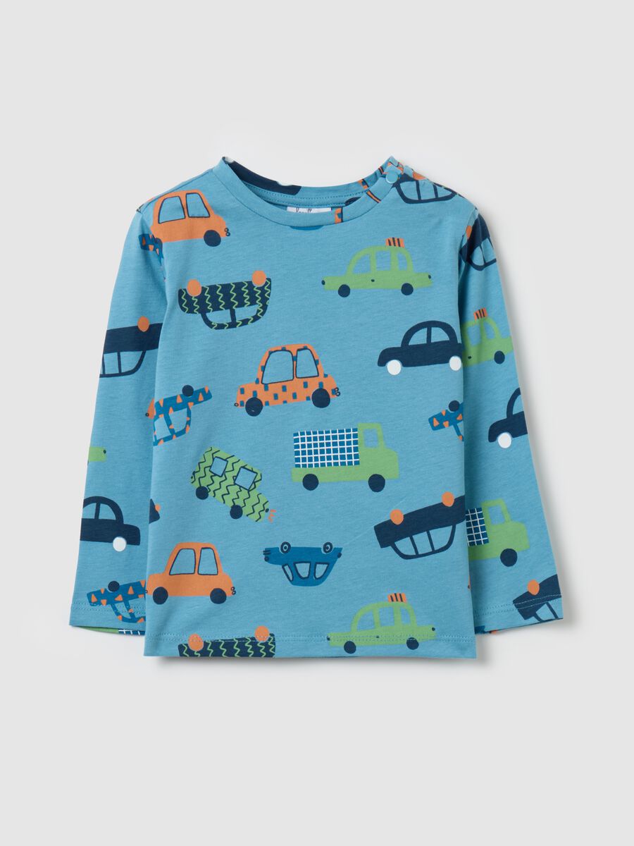 T-shirt with long sleeves and small cars print_0