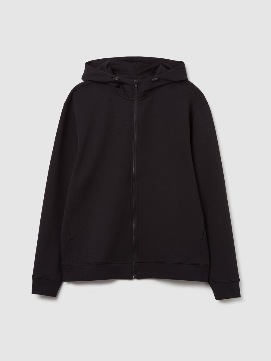 Full-zip fleece sweatshirt with hood and drawstring_4