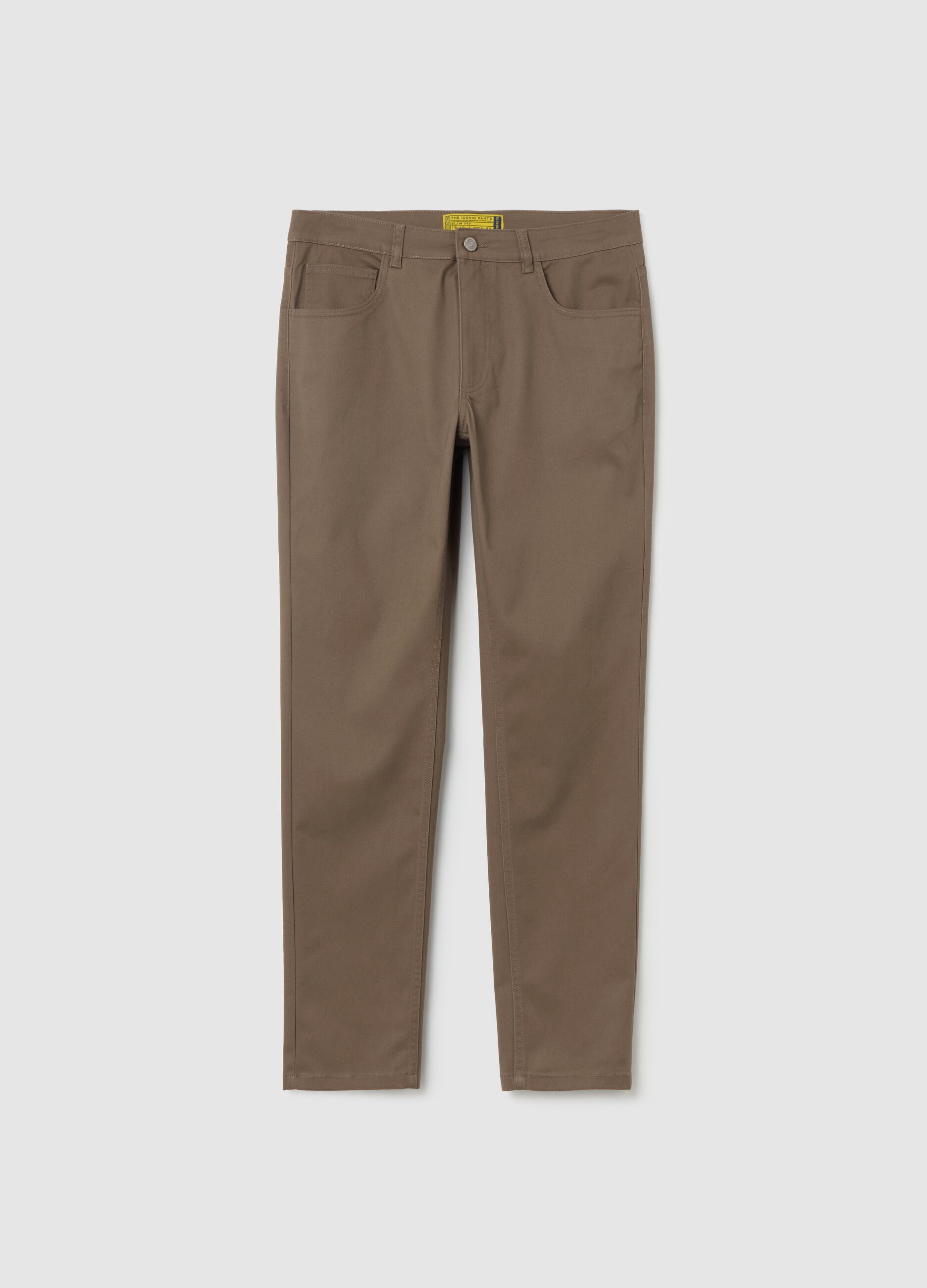 Slim-fit twill trousers with five pockets