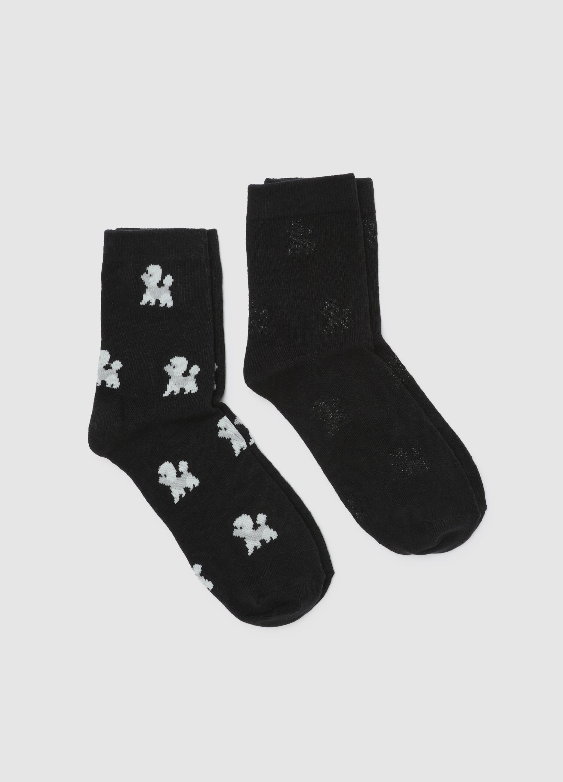 Two-pair pack short socks with puppies design