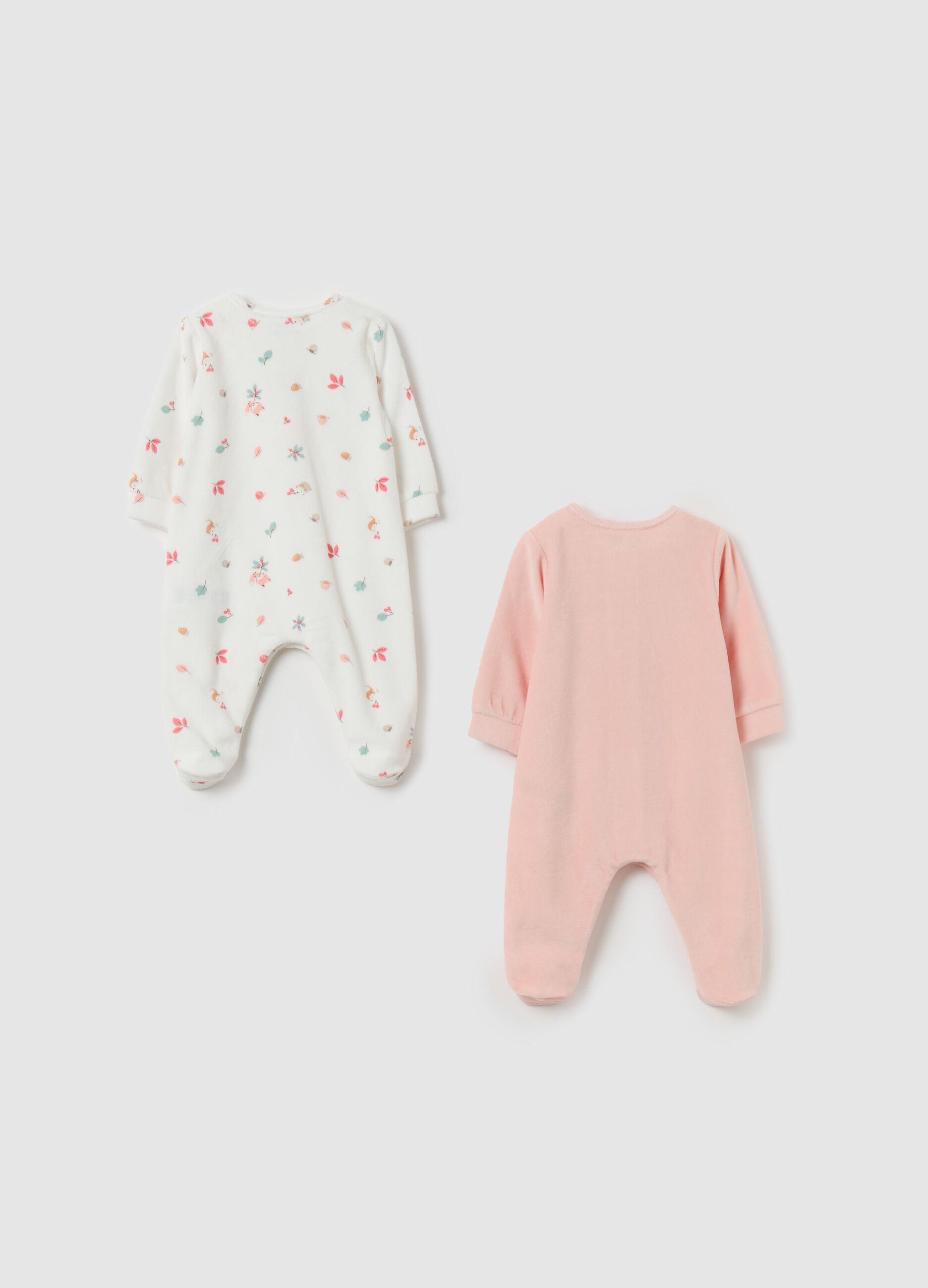 Two-pack velour onesies with feet