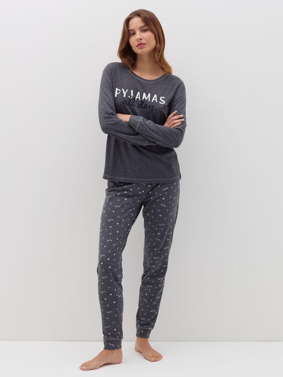 Pigiama lungo stampa "Pyjamas all day"_0