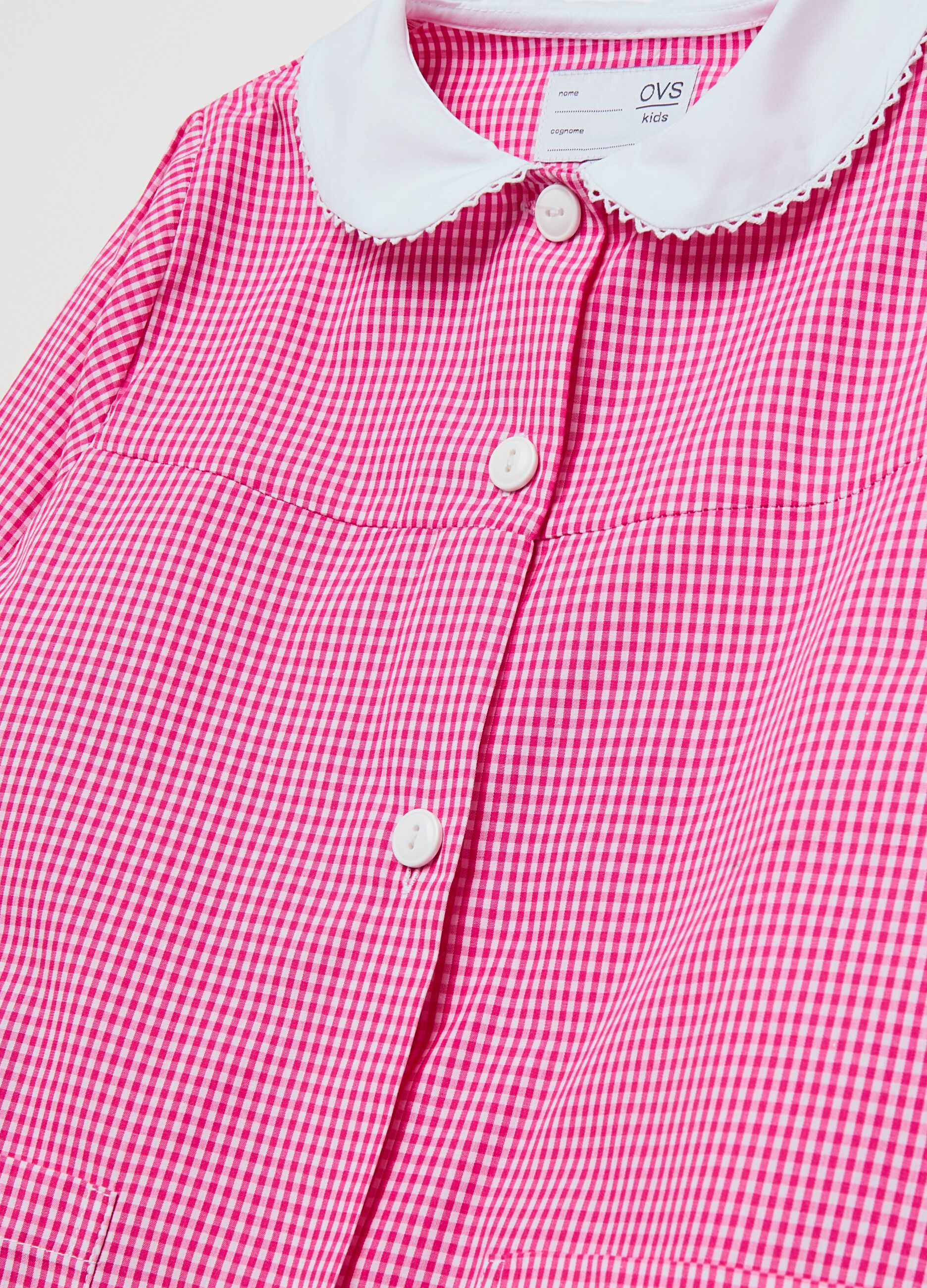 Two-pack gingham school smocks with buttons