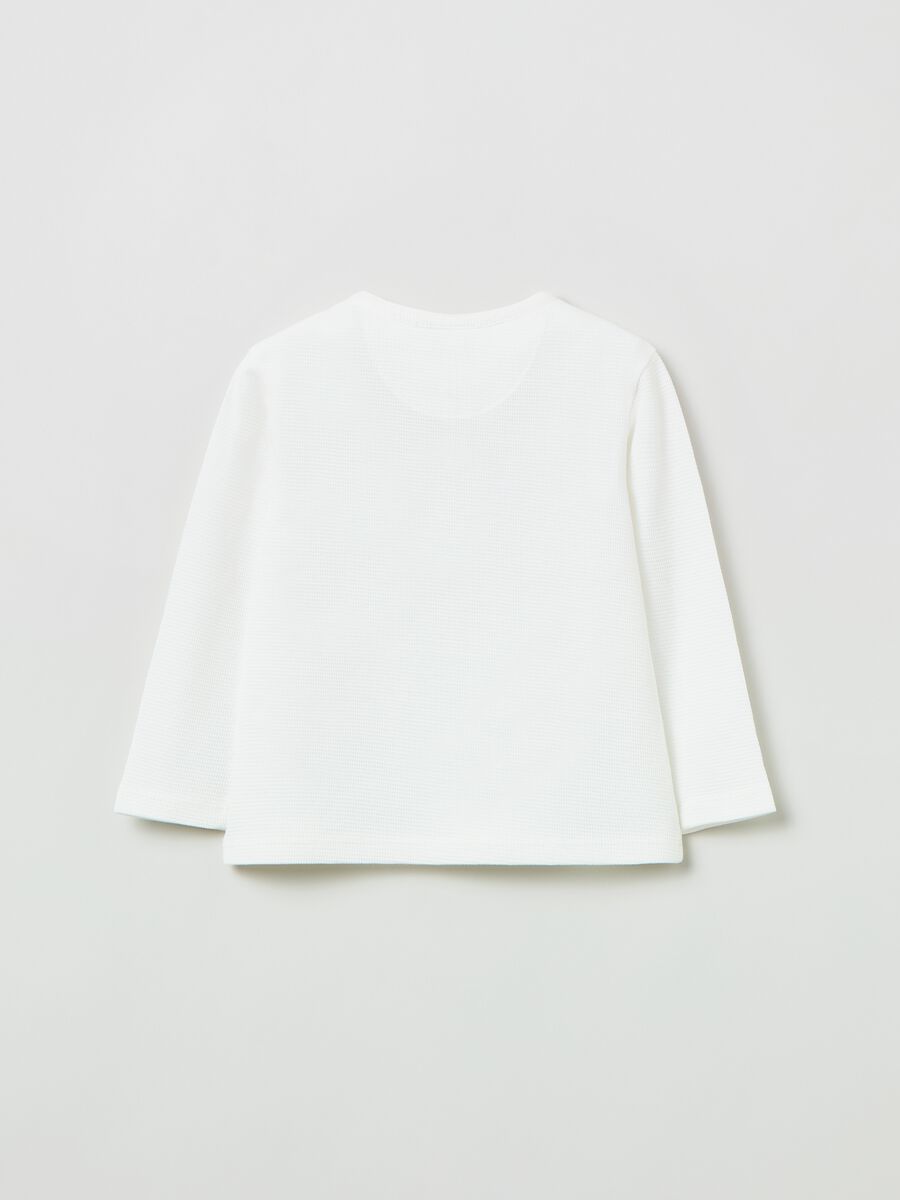 Long-sleeved T-shirt with waffle weave_1