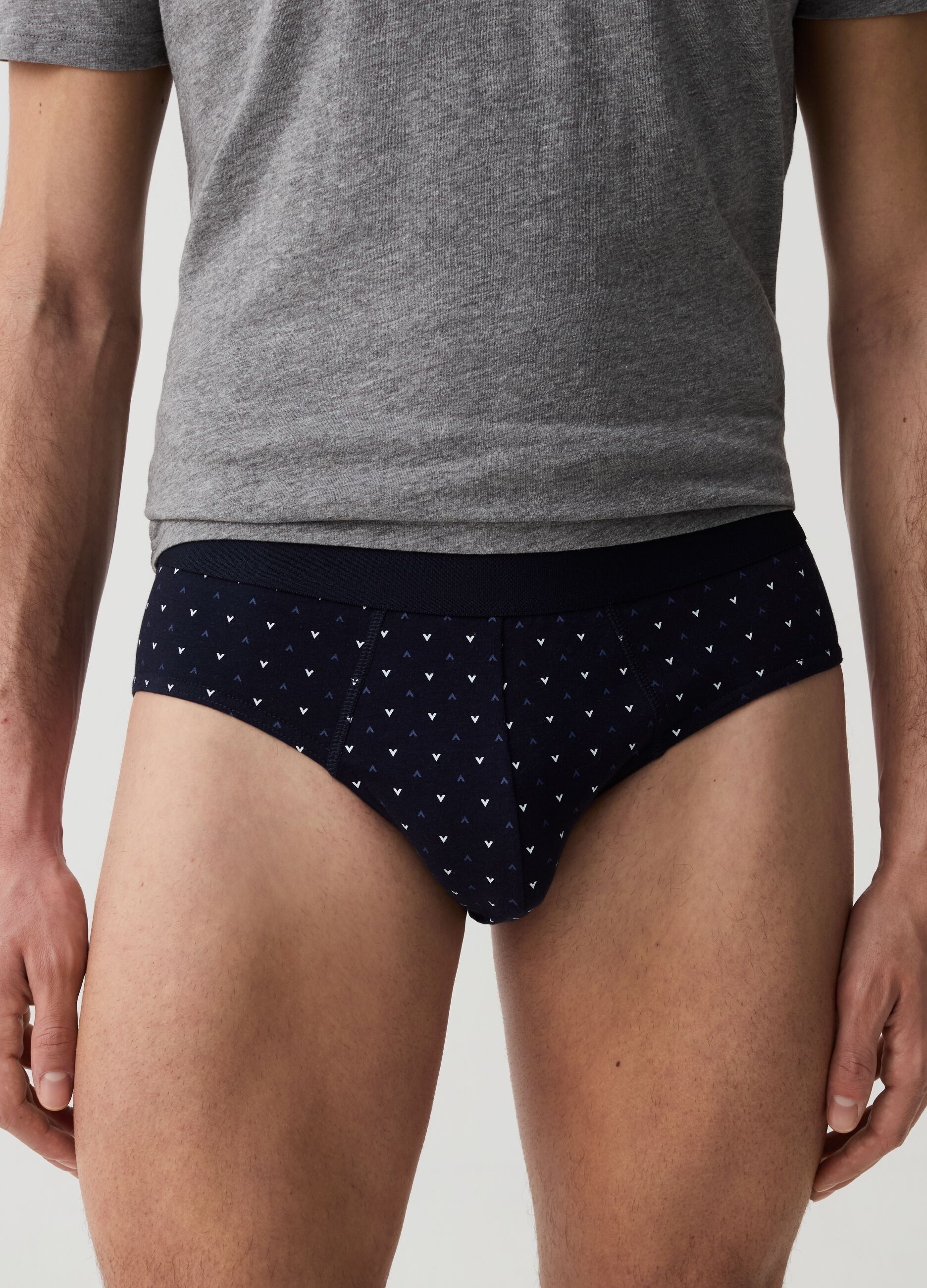 Three-pack patterned briefs in stretch organic cotton