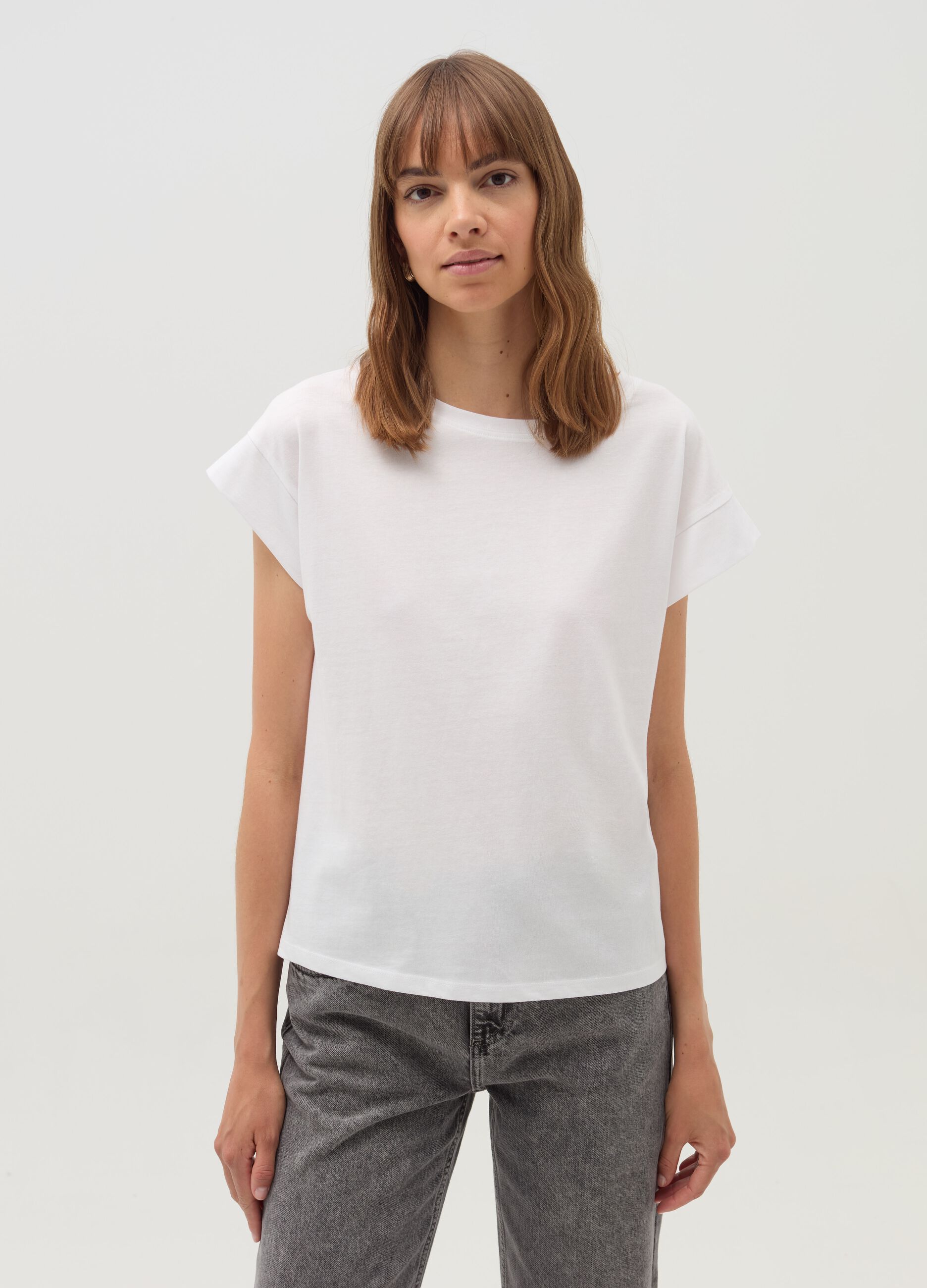 Cotton T-shirt with kimono sleeves