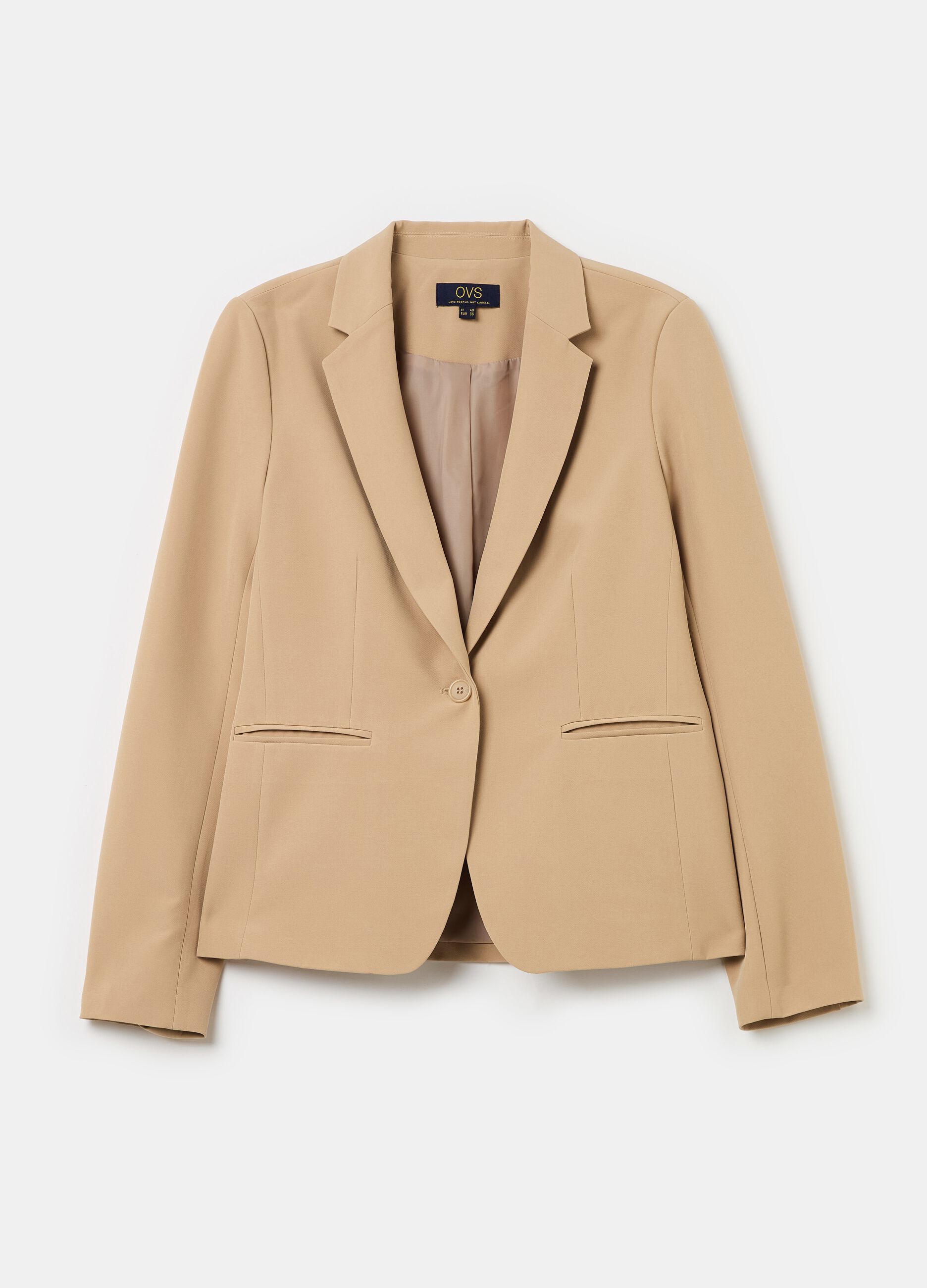 Solid colour single-breasted blazer