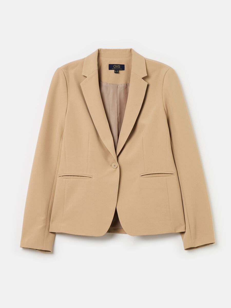 Solid colour single-breasted blazer_4