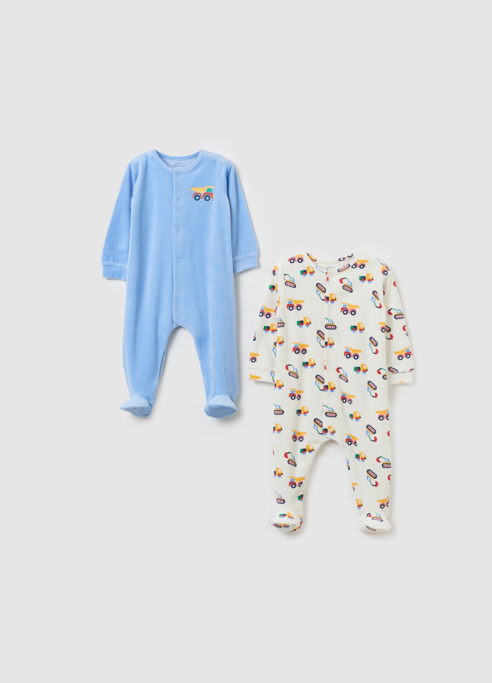 Two-pack velour onesies with feet