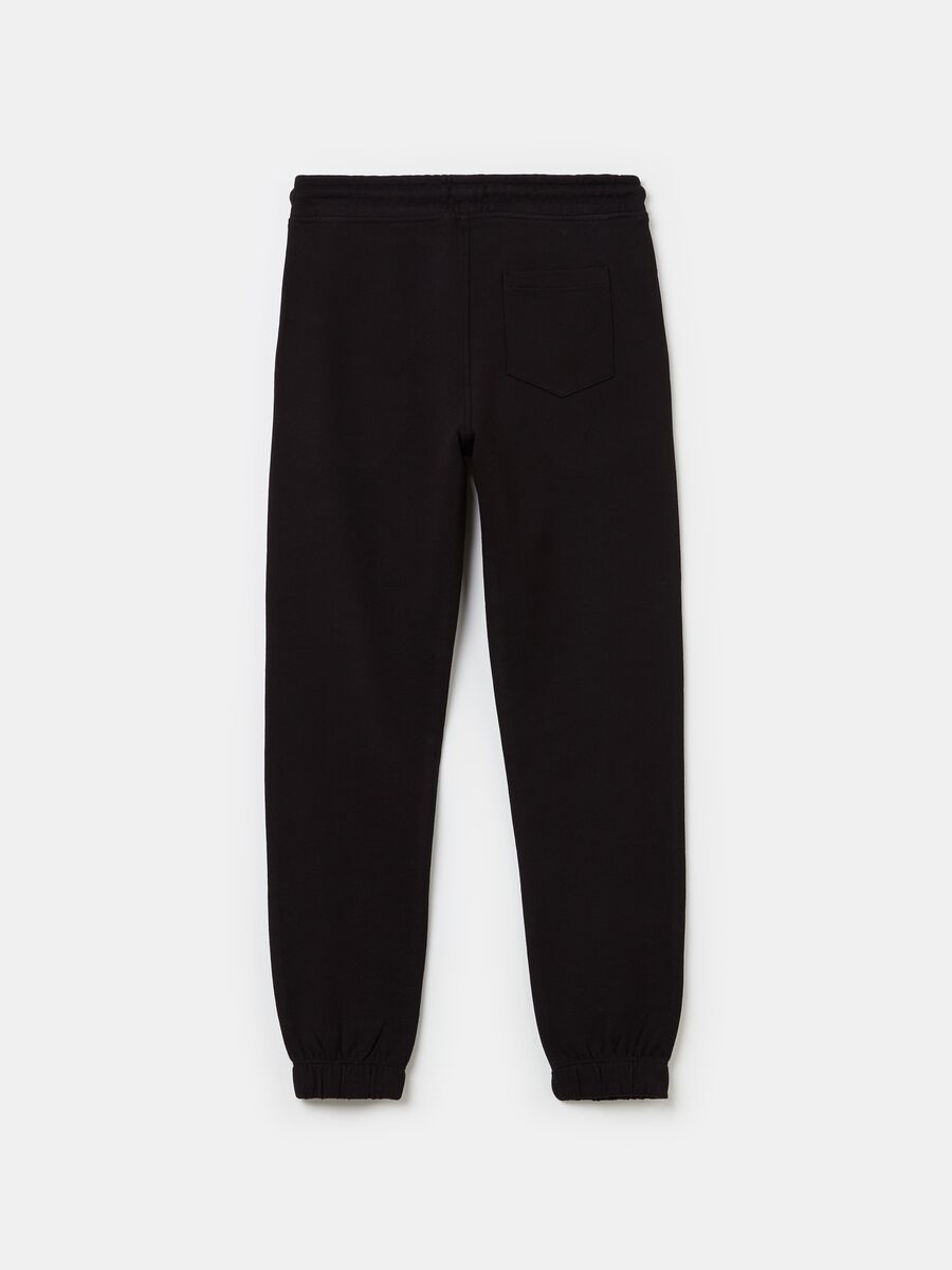 Solid colour fleece joggers with drawstring_1