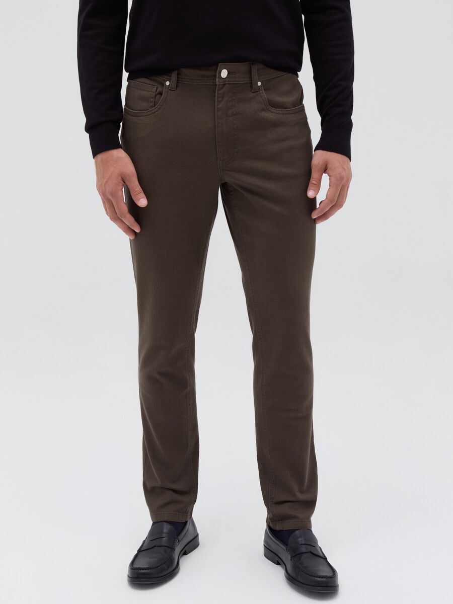 Stretch twill trousers with five pockets_1