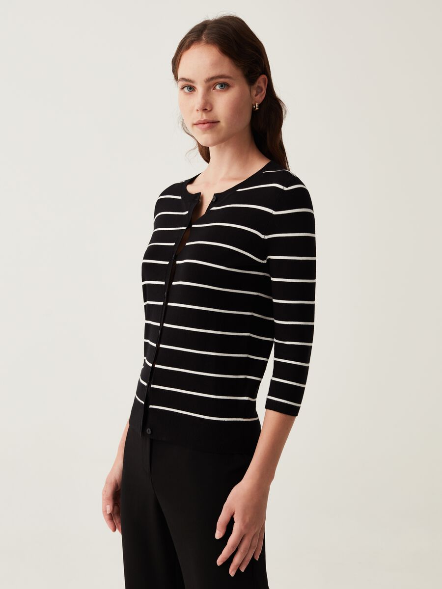 Striped cardigan with three-quarter sleeves_1