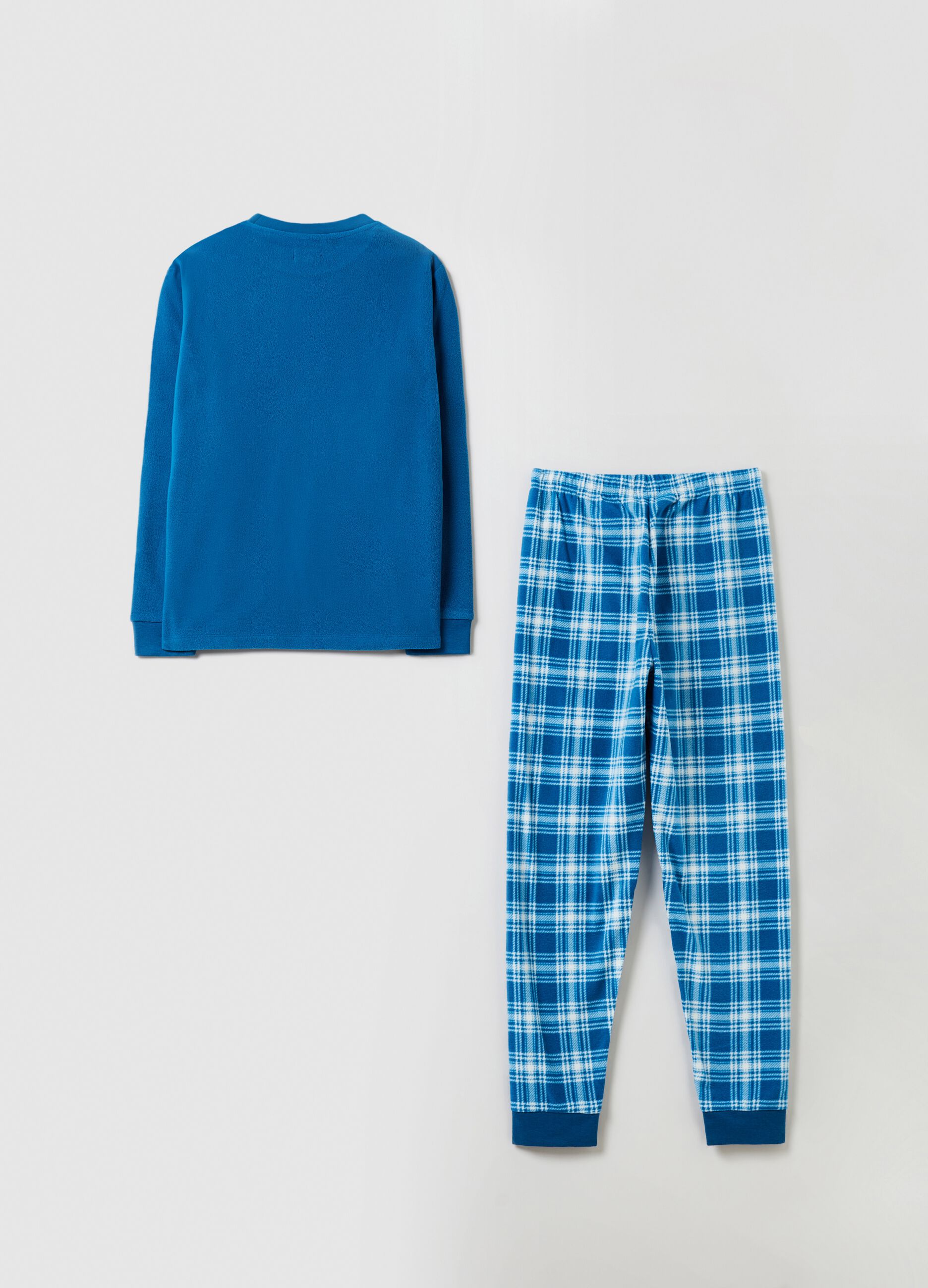 Fleece pyjamas with pattern and print