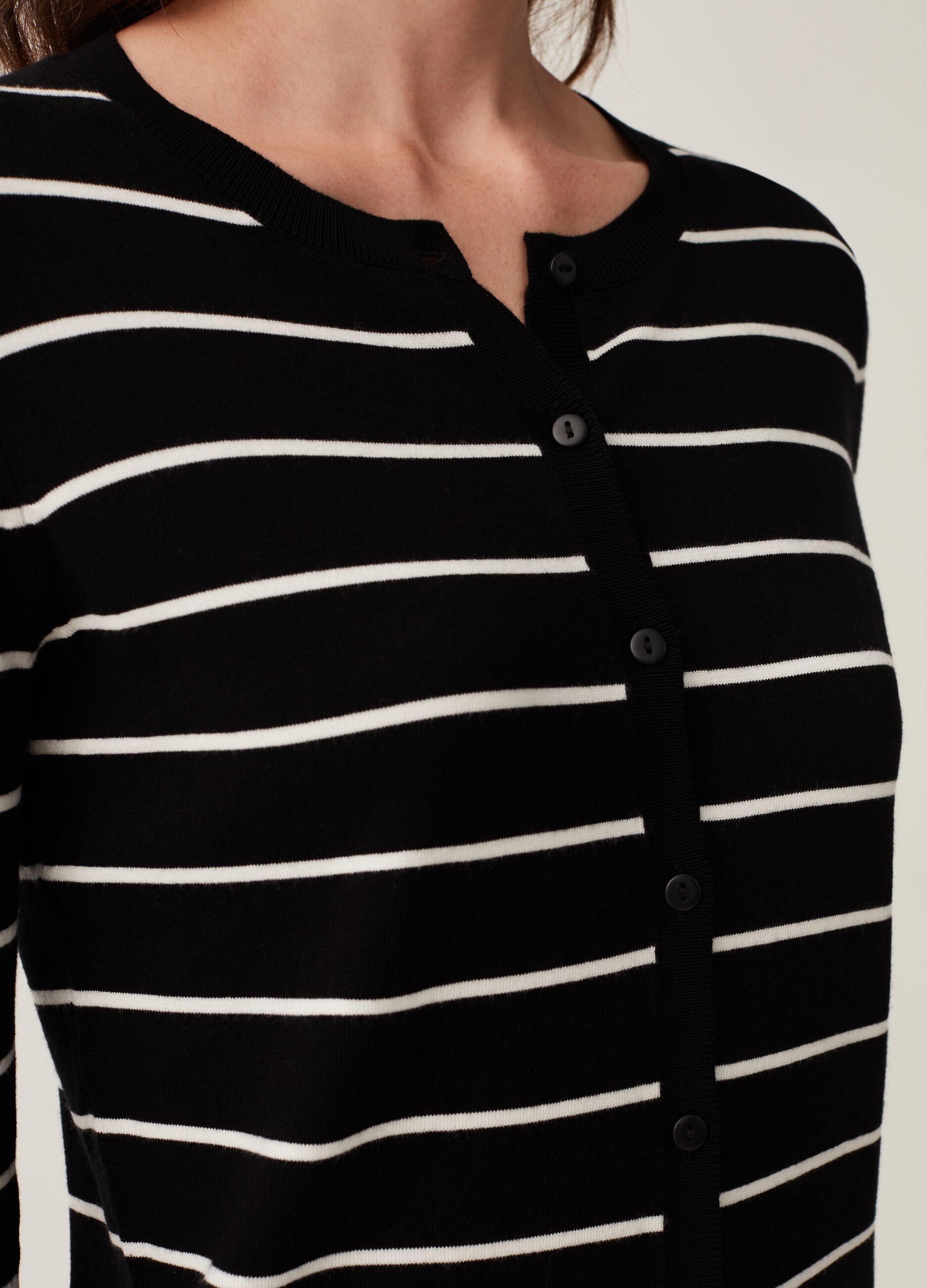 Striped cardigan with three-quarter sleeves