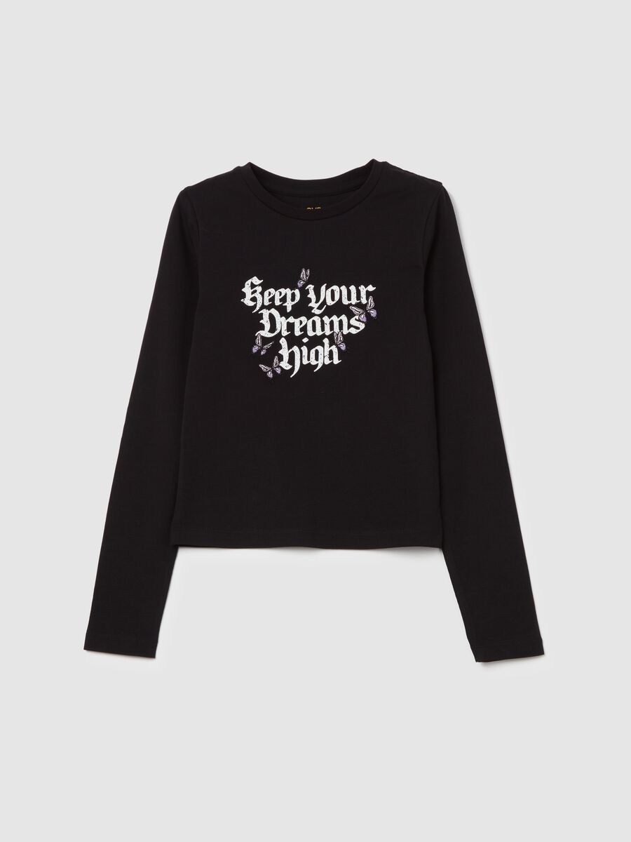 Long-sleeved T-shirt with gothic print_0