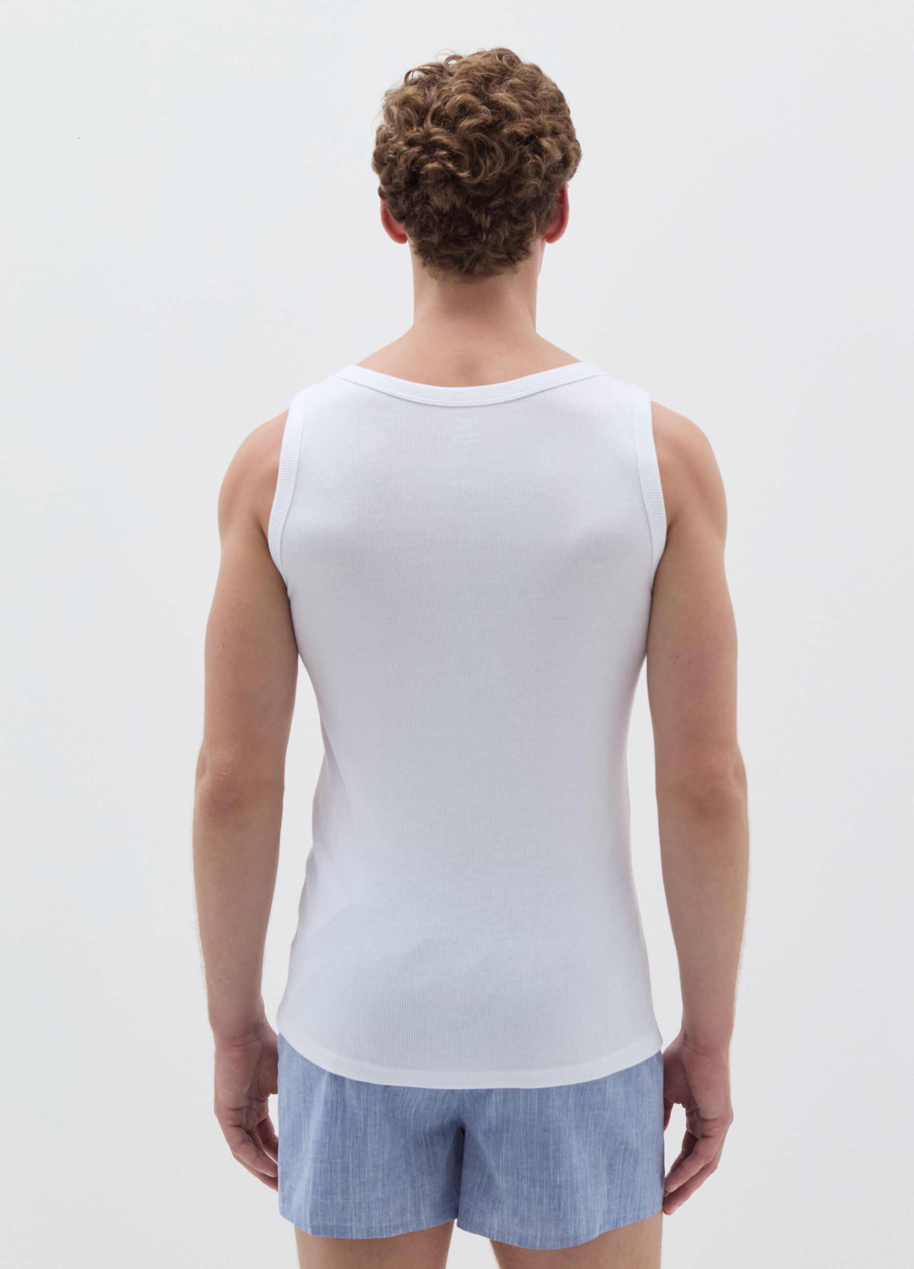 Thin rib racerback vest in organic cotton