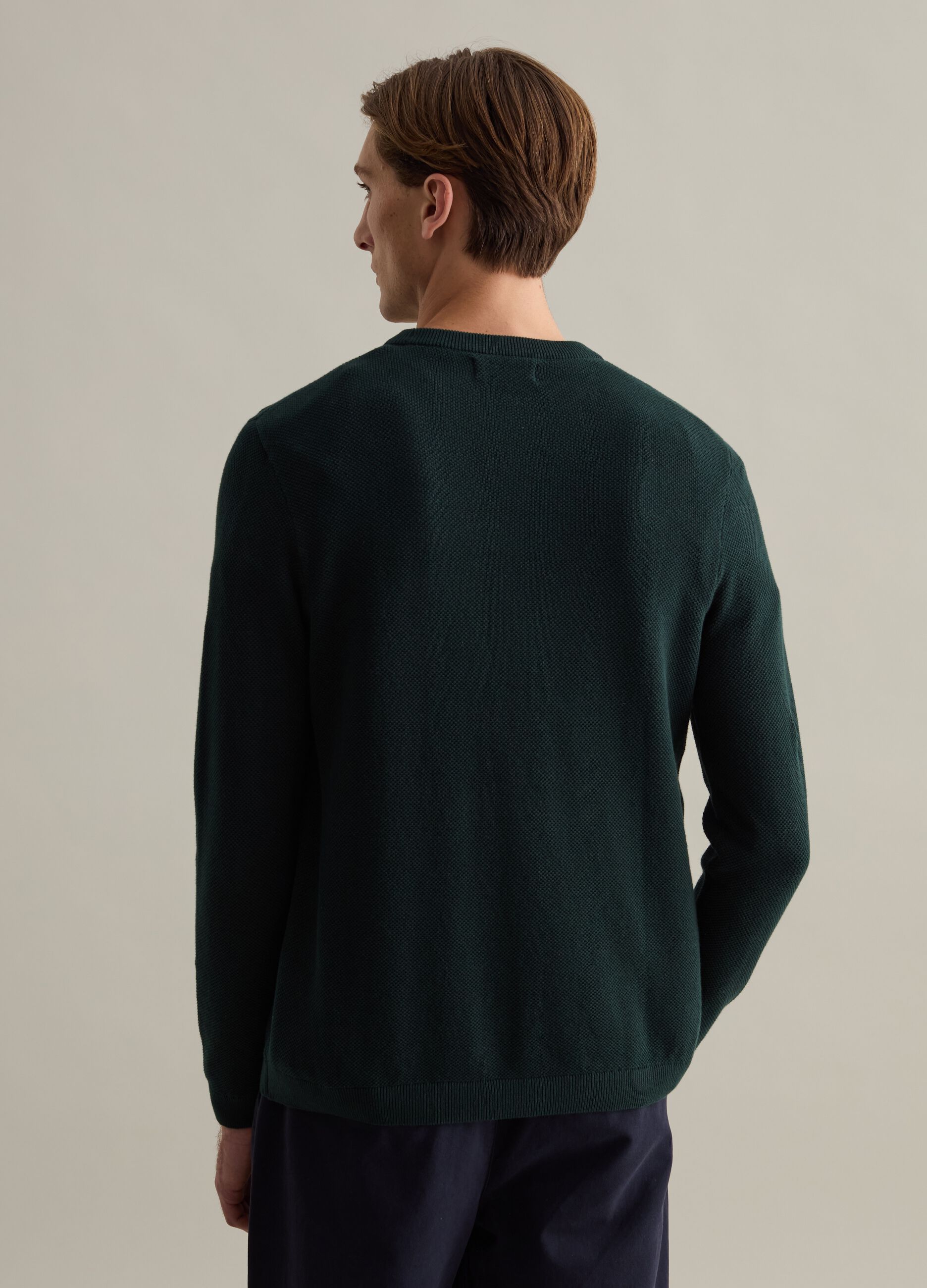 Piquet pullover with round neck