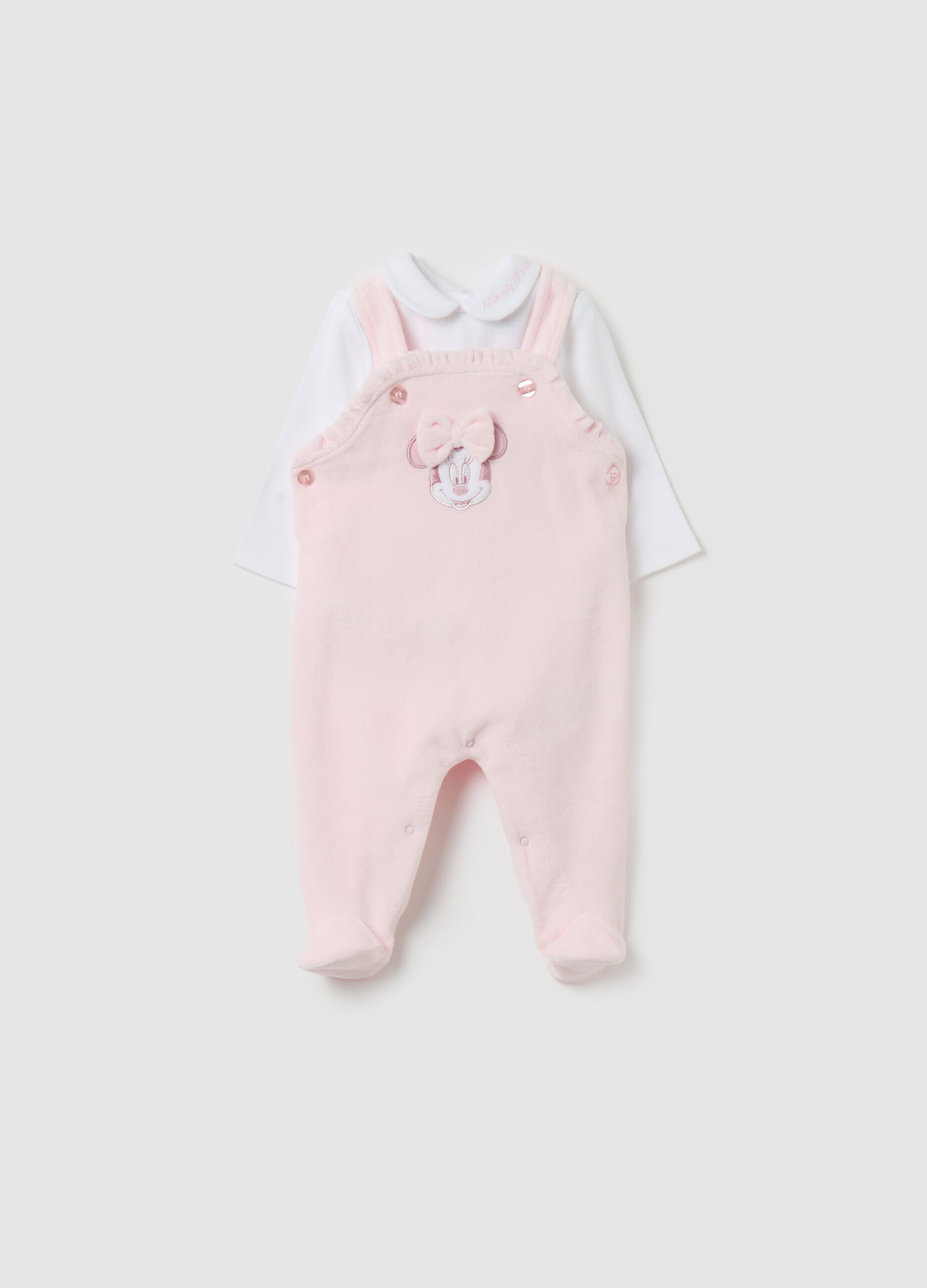 Minnie Mouse set with T-shirt and dungarees with feet