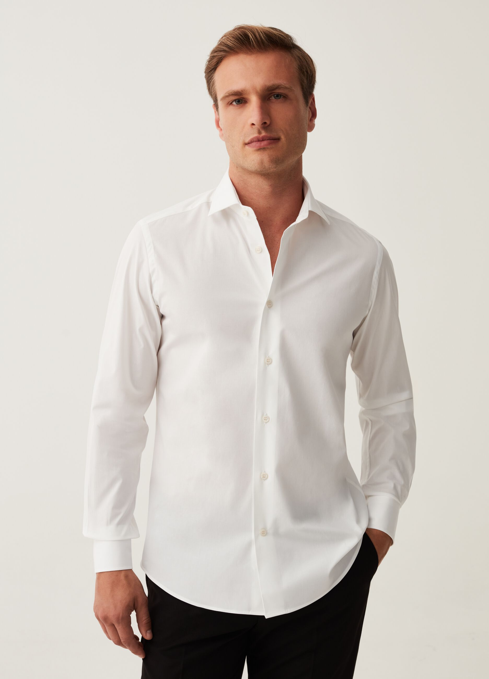 Slim fit, stretch cotton shirt