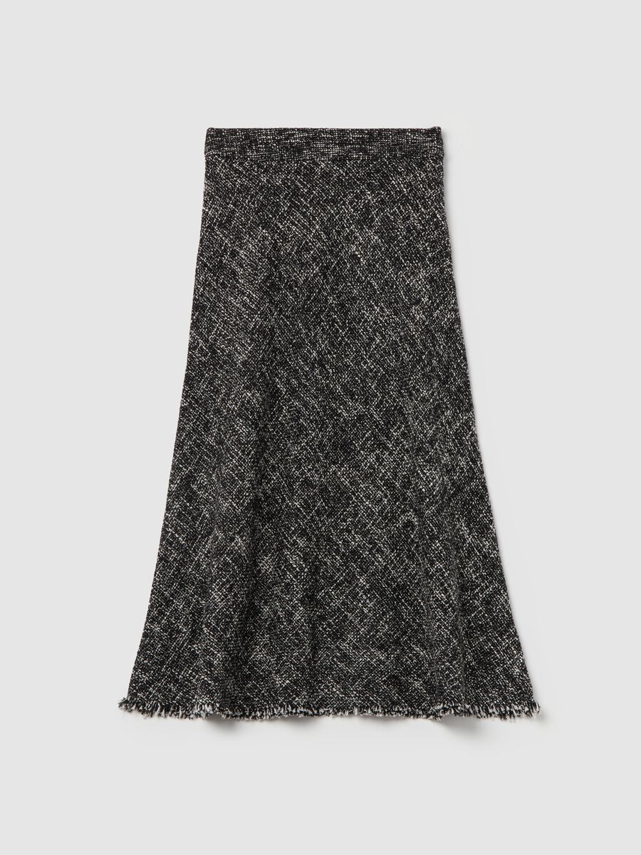 Fringed midi skirt in tweed_4