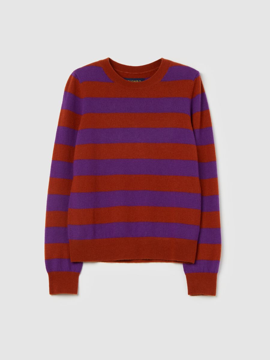 Pullover with round neck in striped wool_4