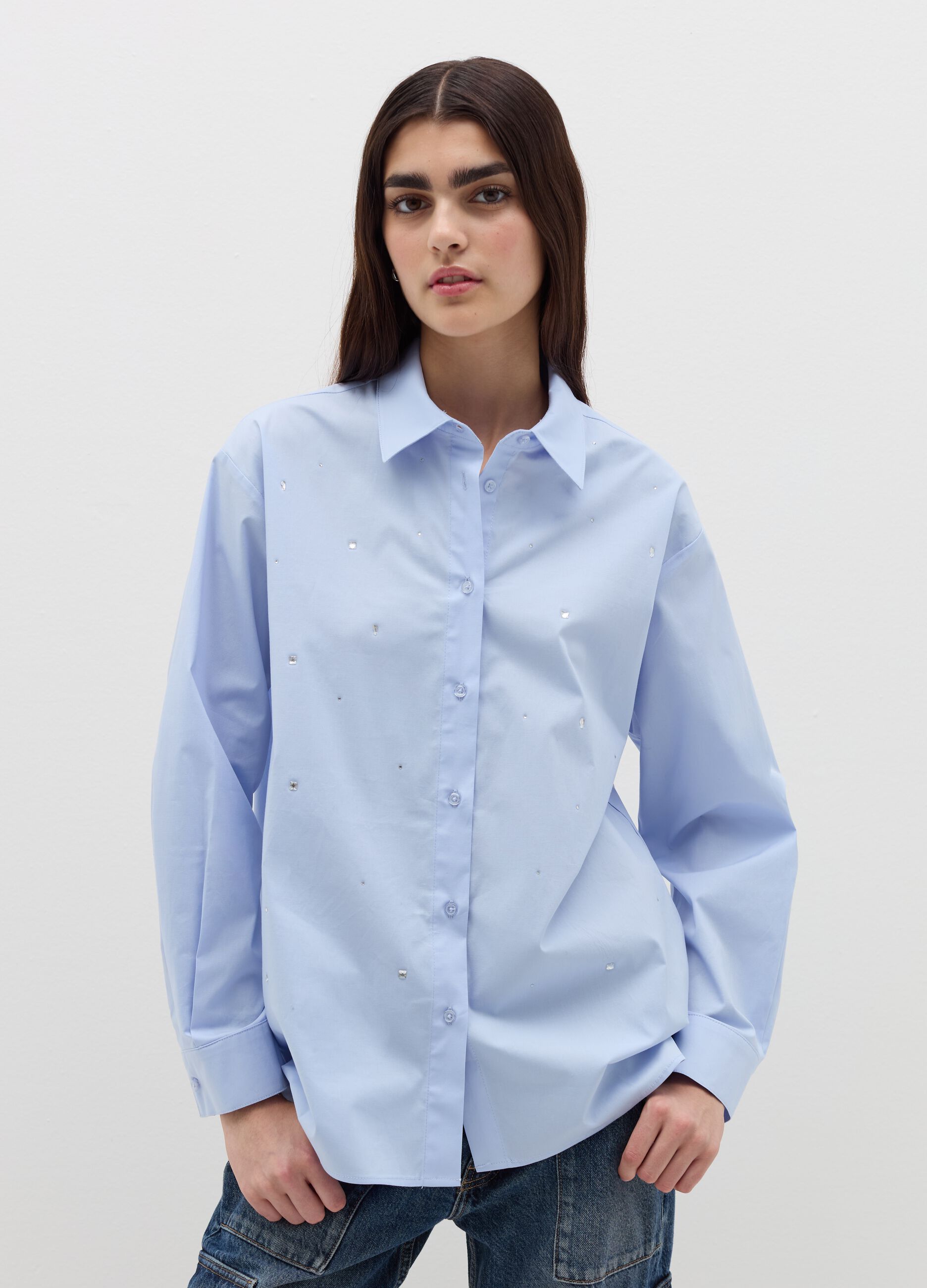 Oversized stretch cotton shirt