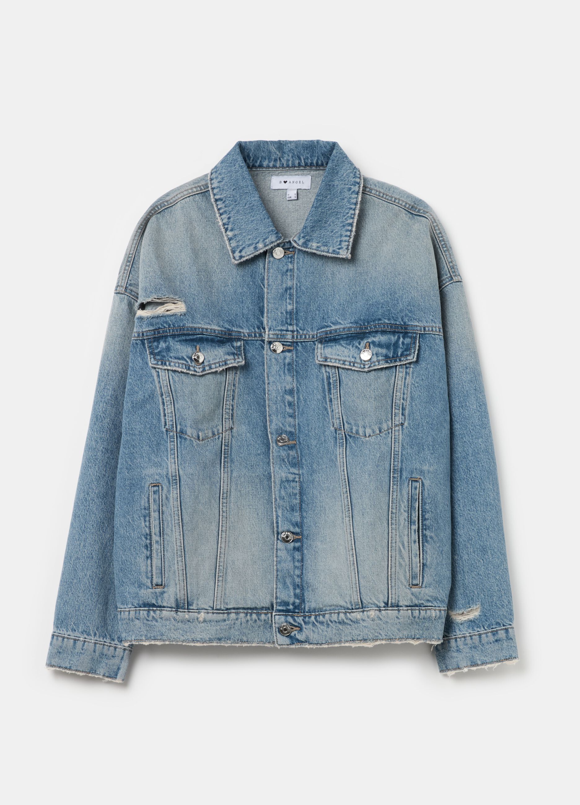 Denim jacket with abrasions