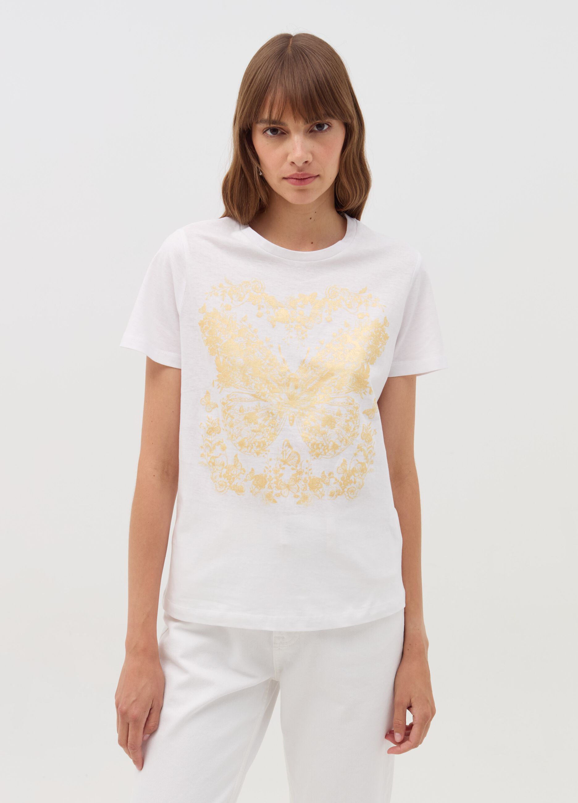 T-shirt with butterflies and flowers print