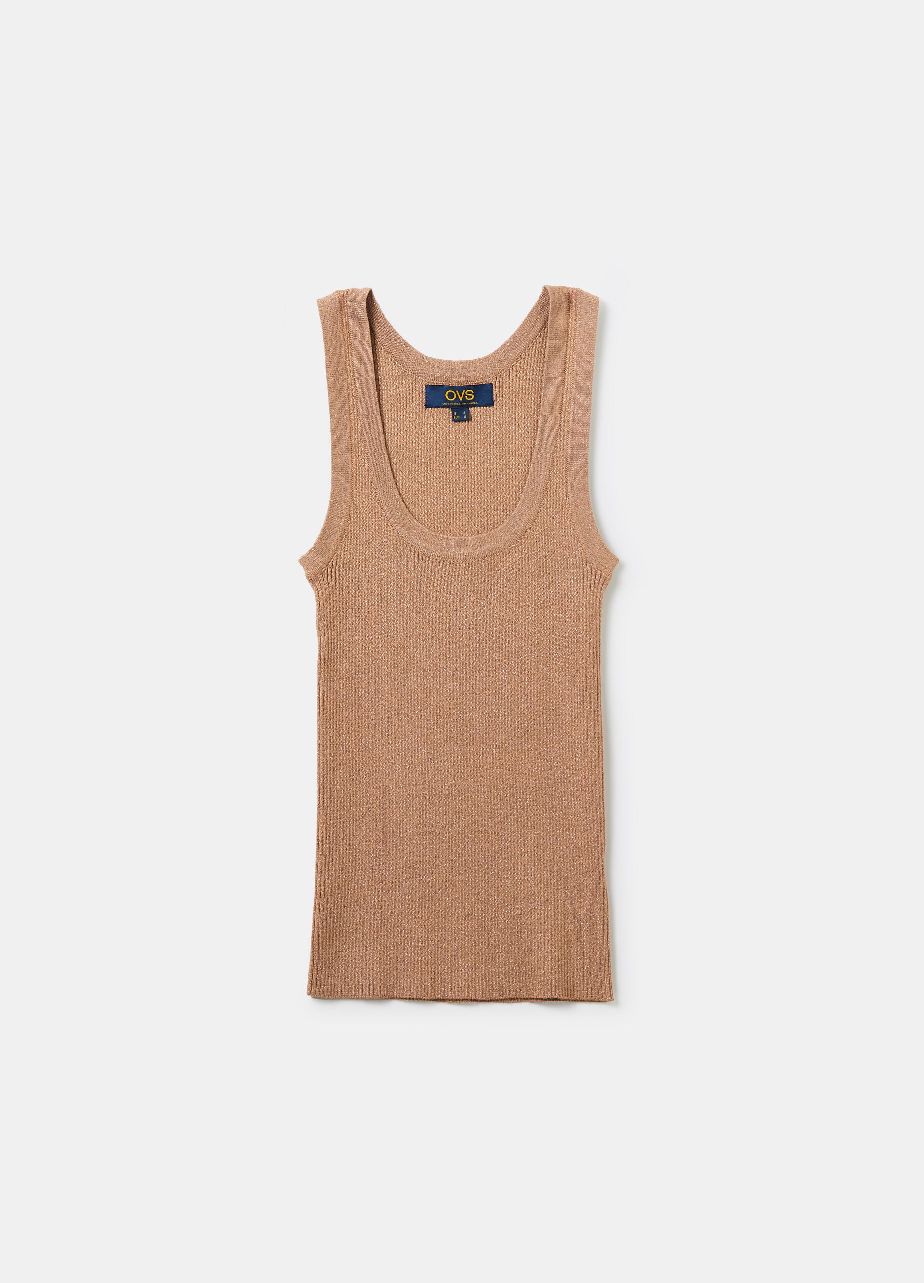 Ribbed tank top with lurex