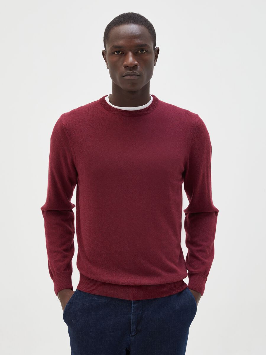 Silk-blend sweatshirt - Burgundy marl - Men