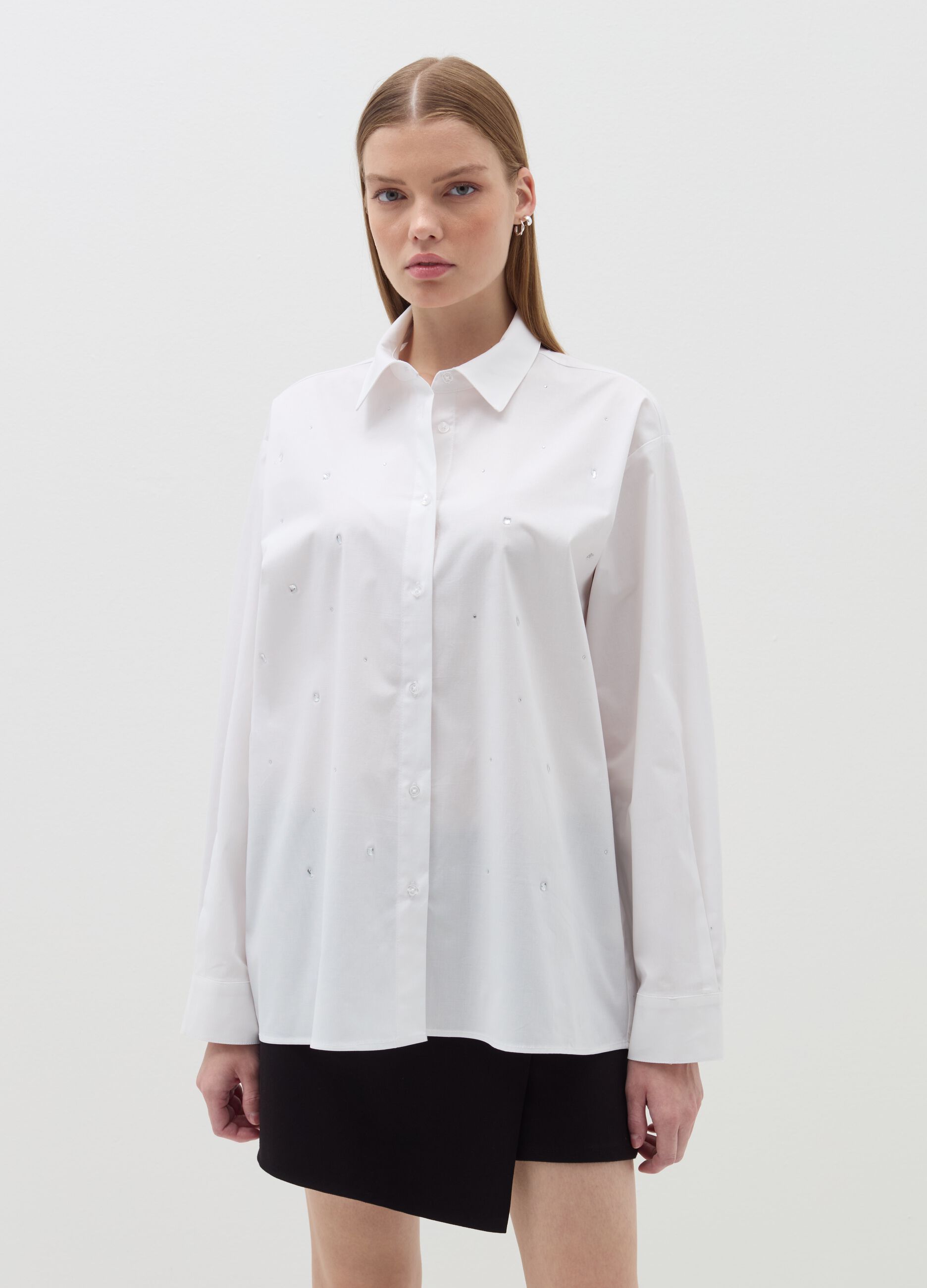 Oversized stretch cotton shirt