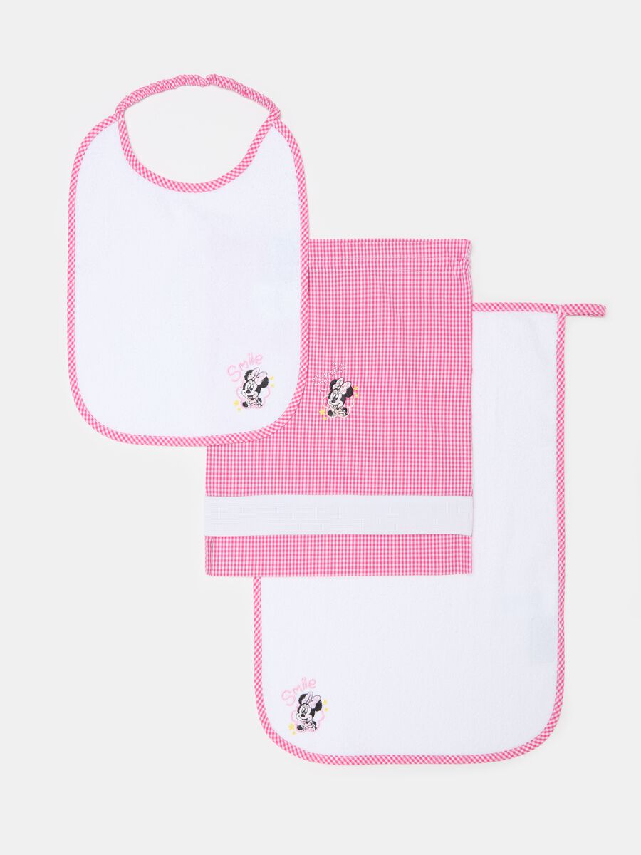 Baby bib and towel set with Minnie Mouse embroidery_0