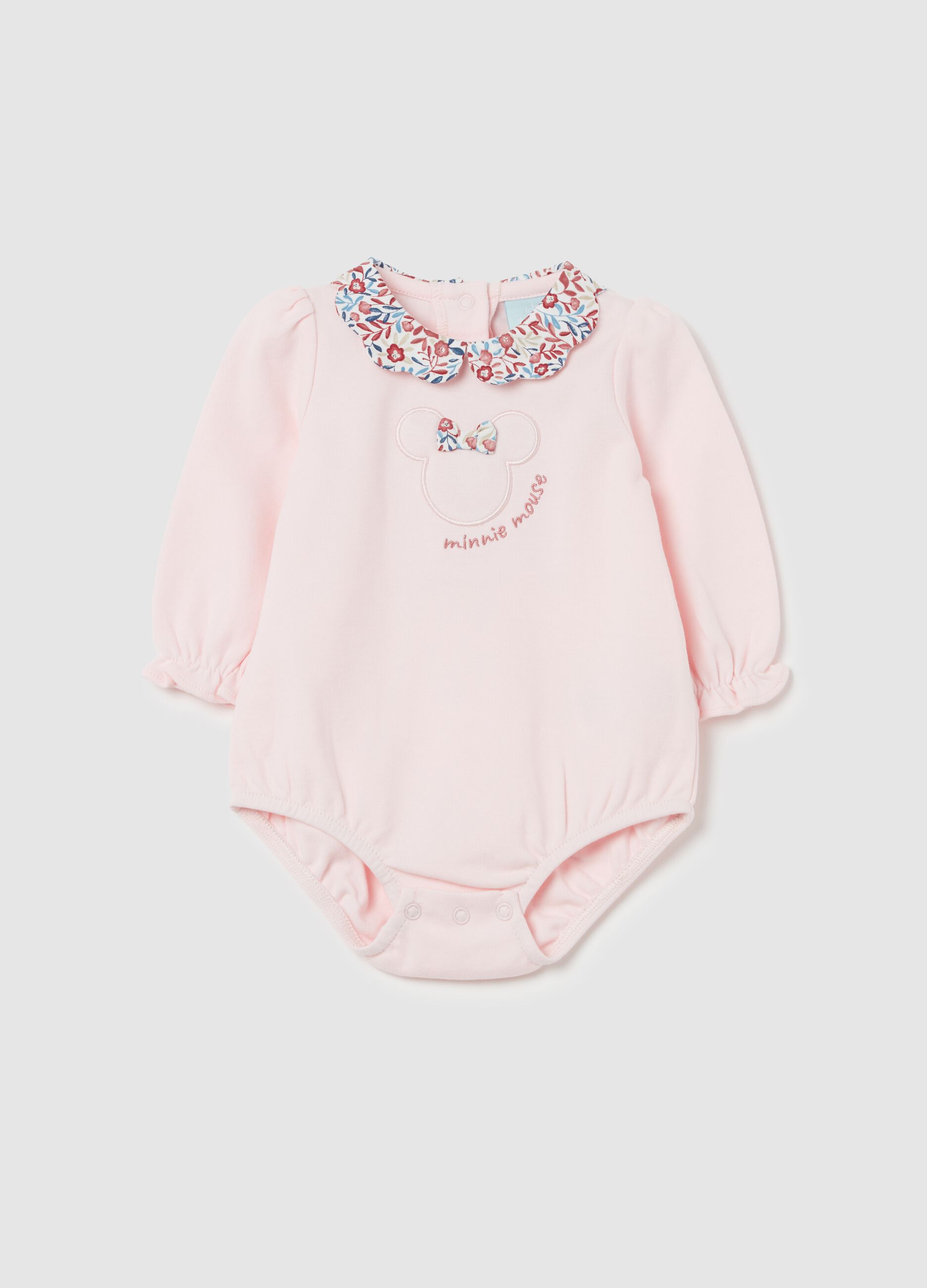 Body in cotone bio con ricamo Minnie