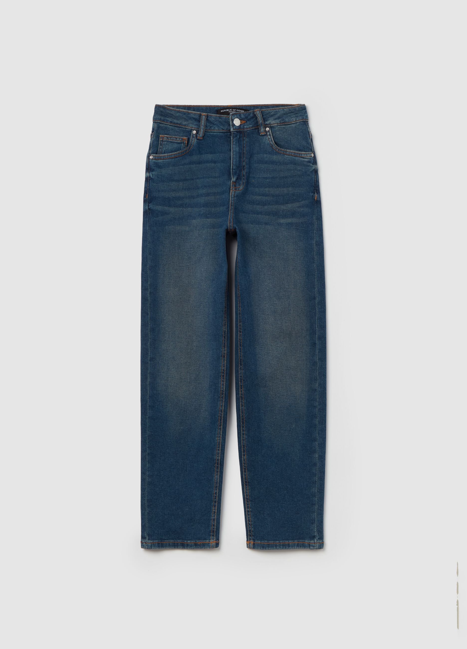 Straight-fit stretch jeans with five pockets