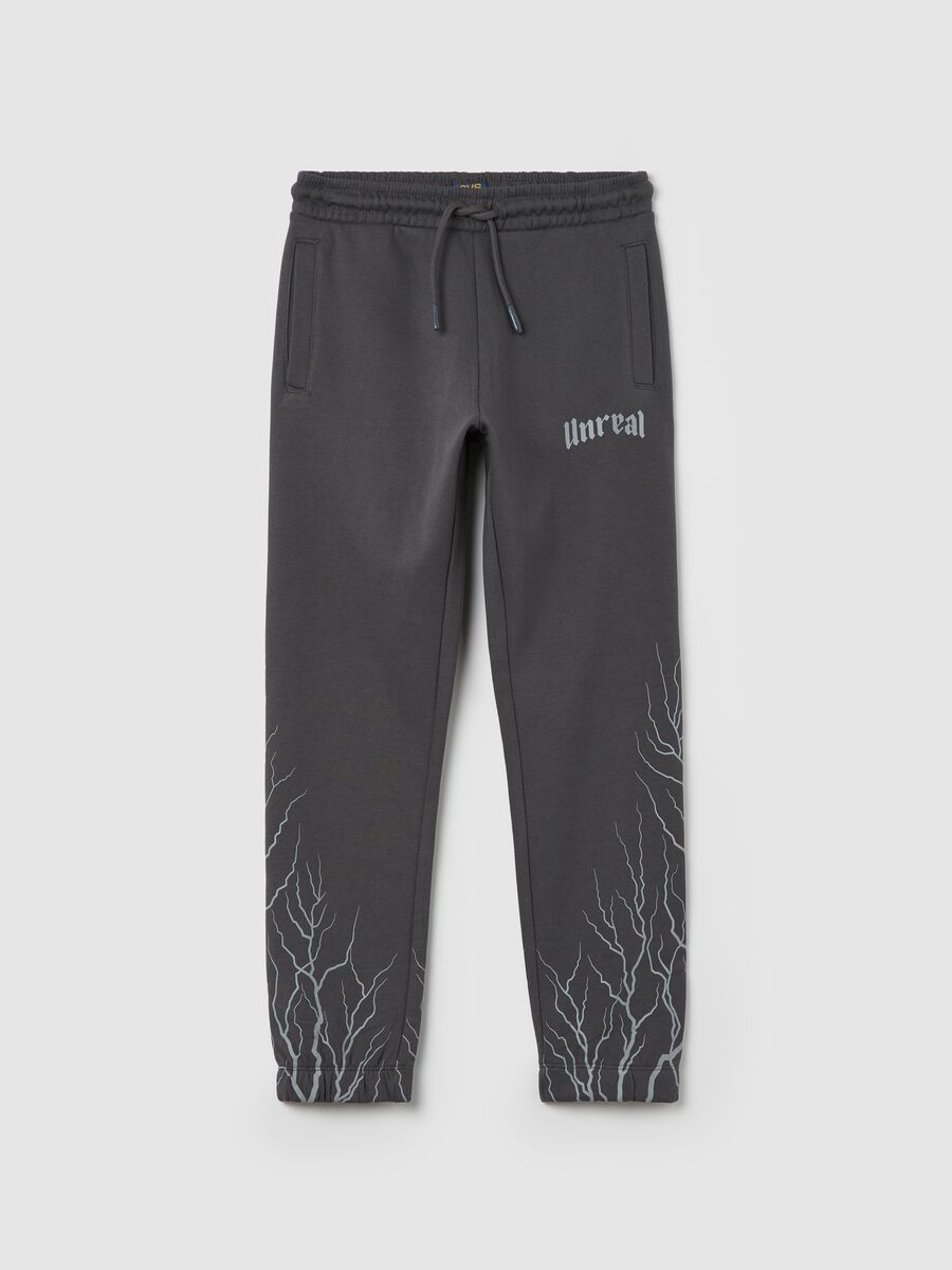 Joggers with lightning bolts print_0