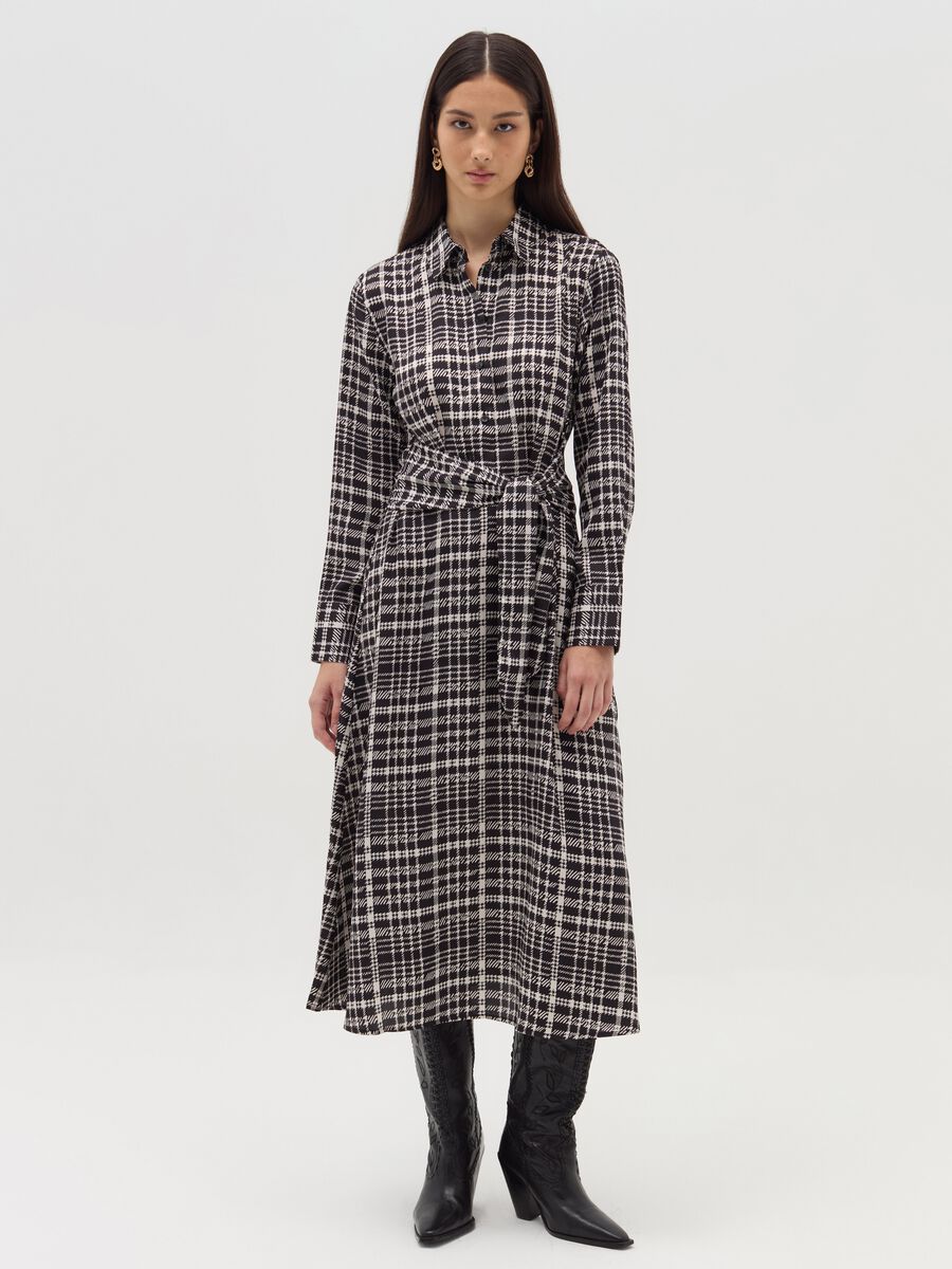 Long shirt dress in prince of Wales_0