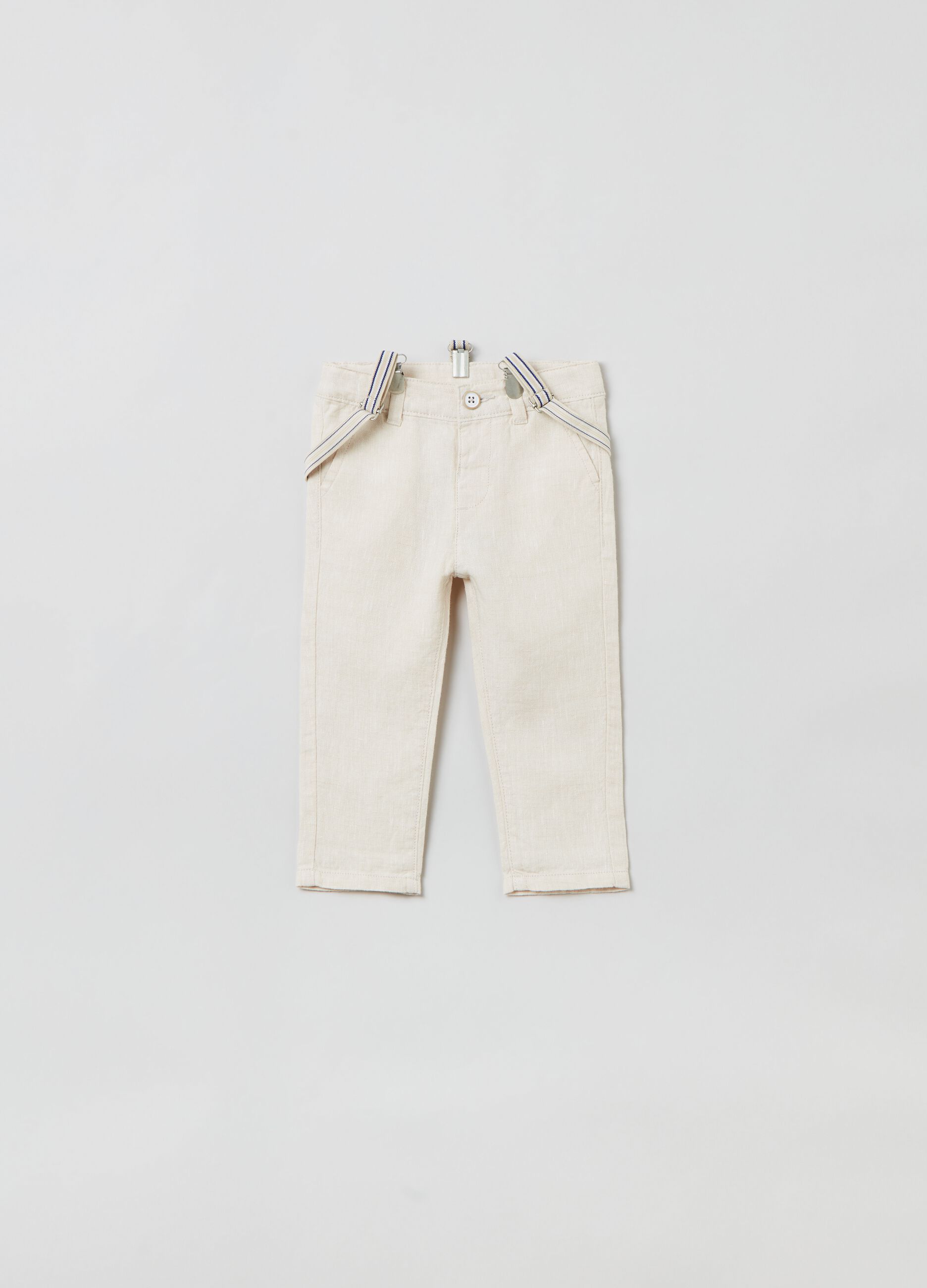 Linen trousers with braces