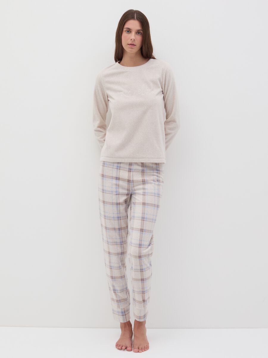 Fleece pyjama trousers with check pattern_0