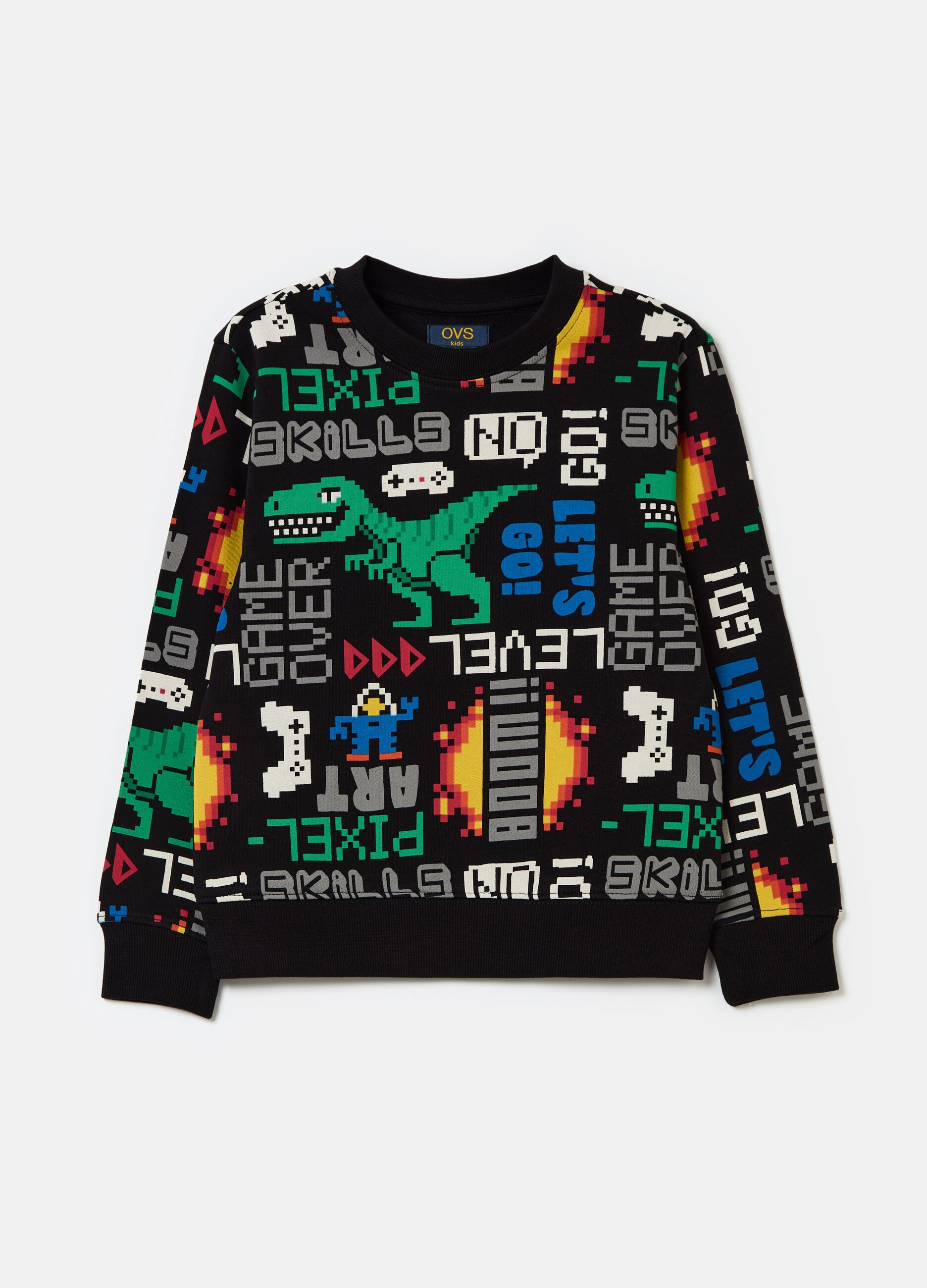 Sweatshirt with gaming dinosaur print