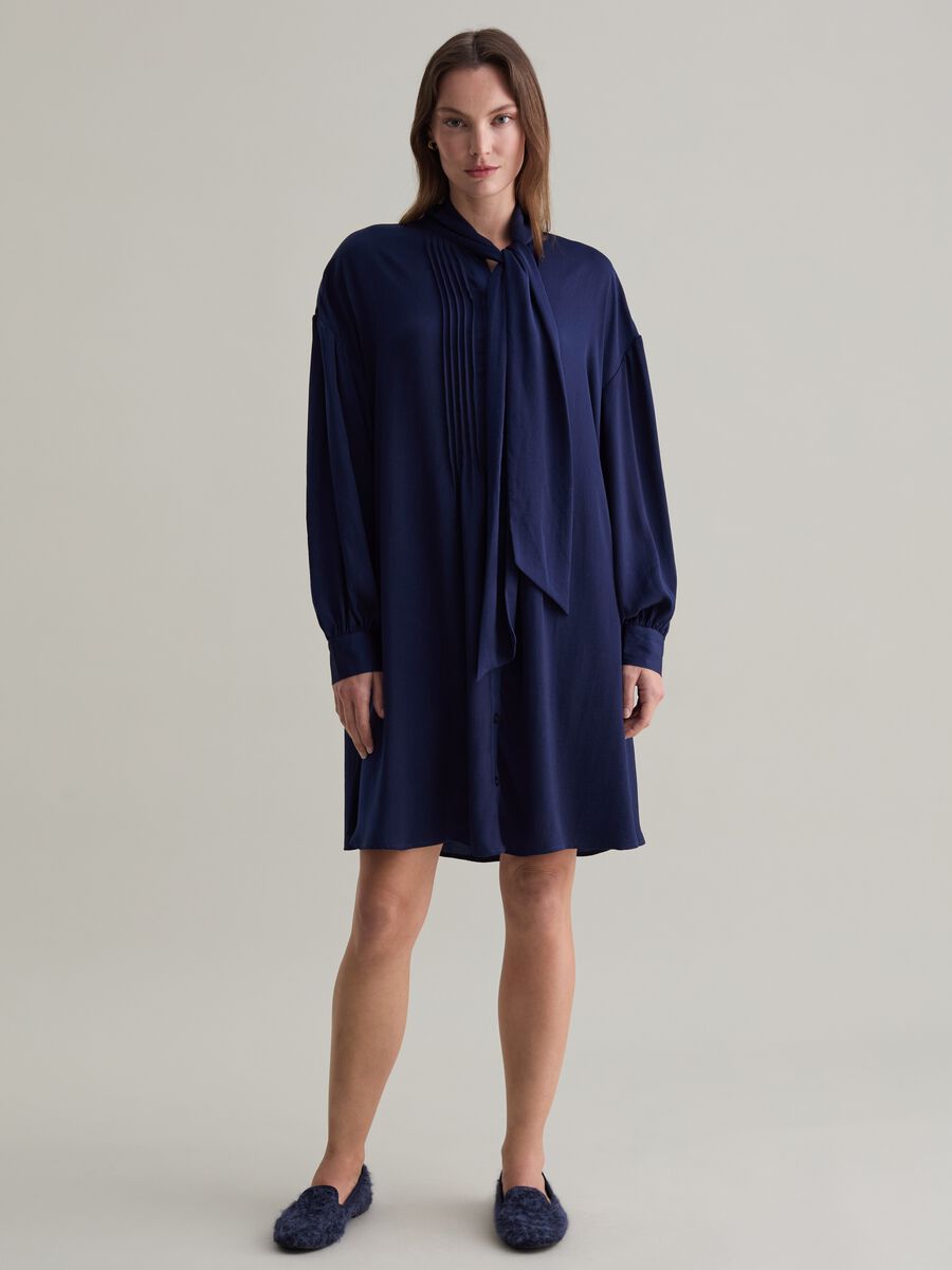 Short shirt dress with foulard_0