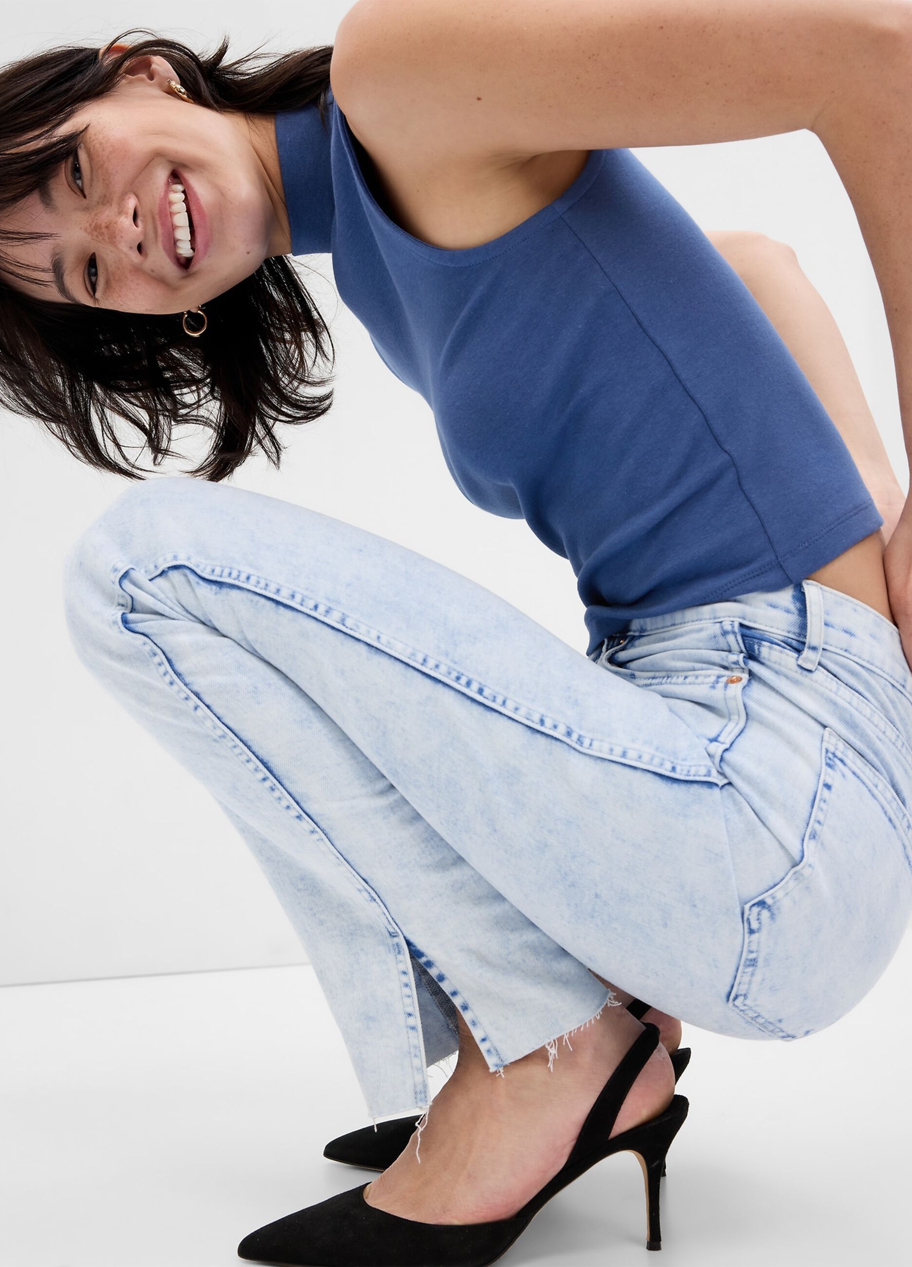 Zara Women's Ripped High Rise Slim Fit Jeans
