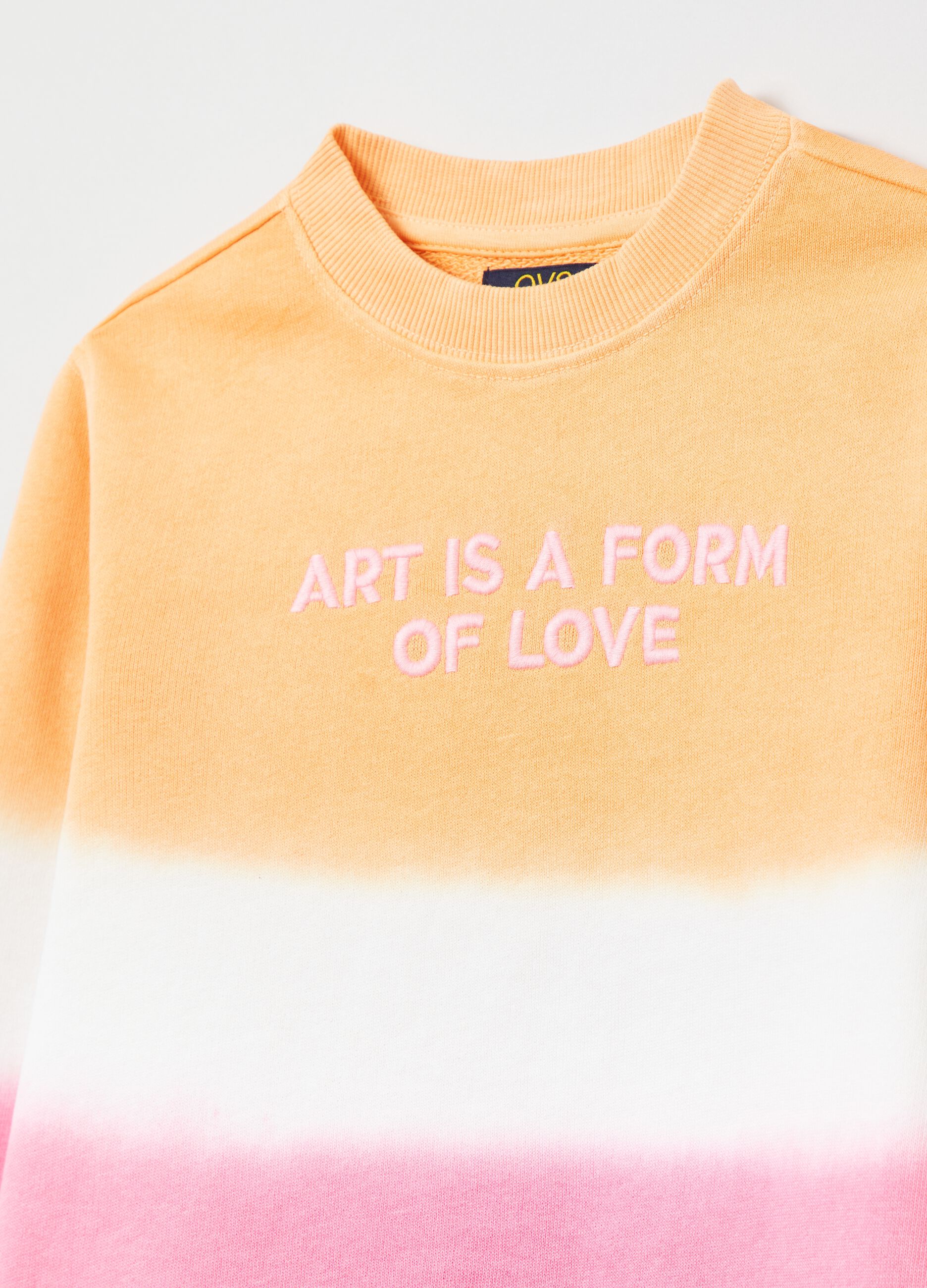 Sweatshirt with dip dye pattern and embroidery