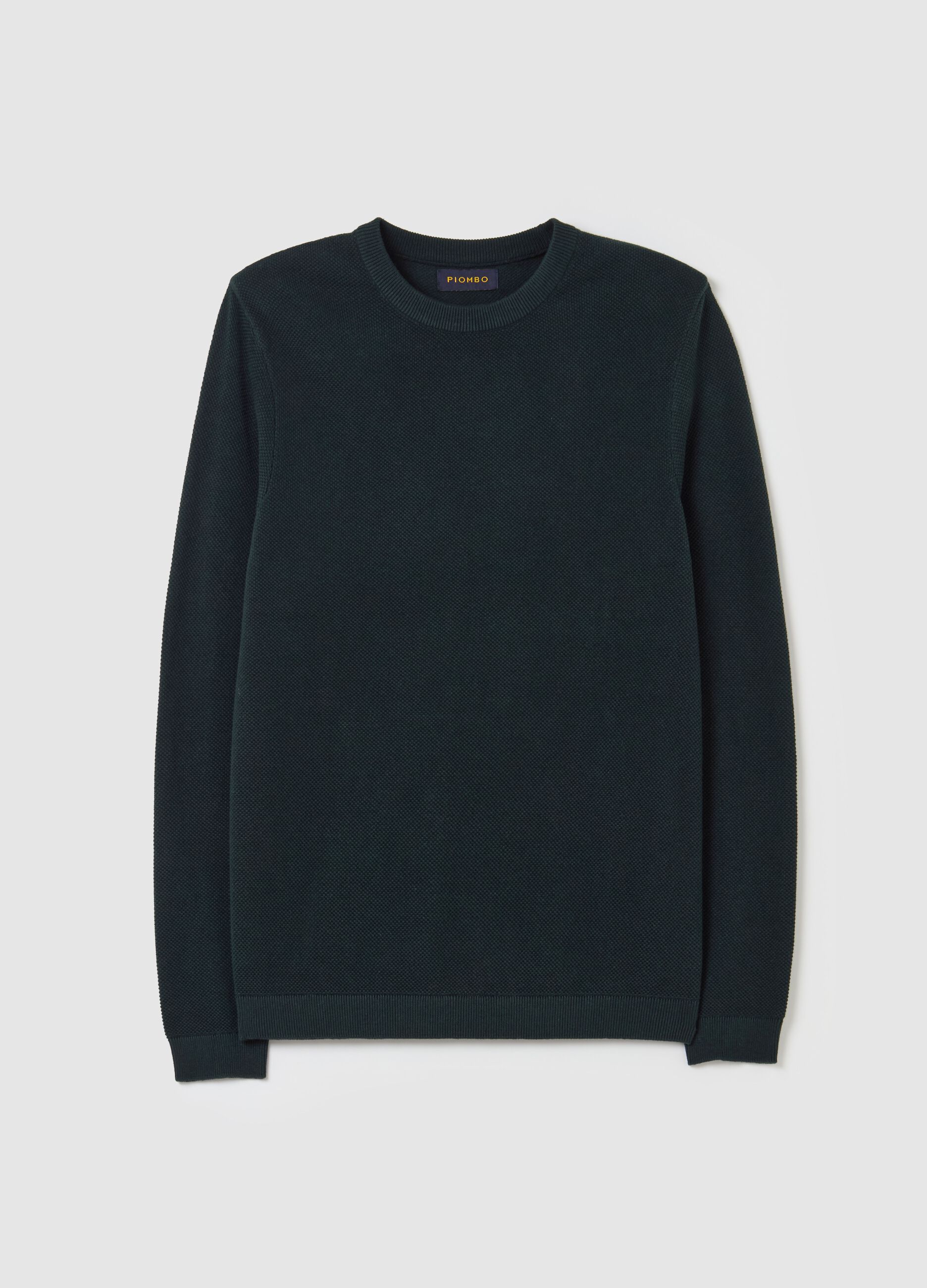 Piquet pullover with round neck