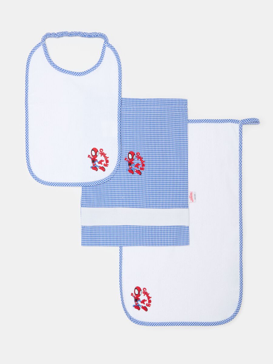 Baby bib and towel set with Spidey embroidery_0