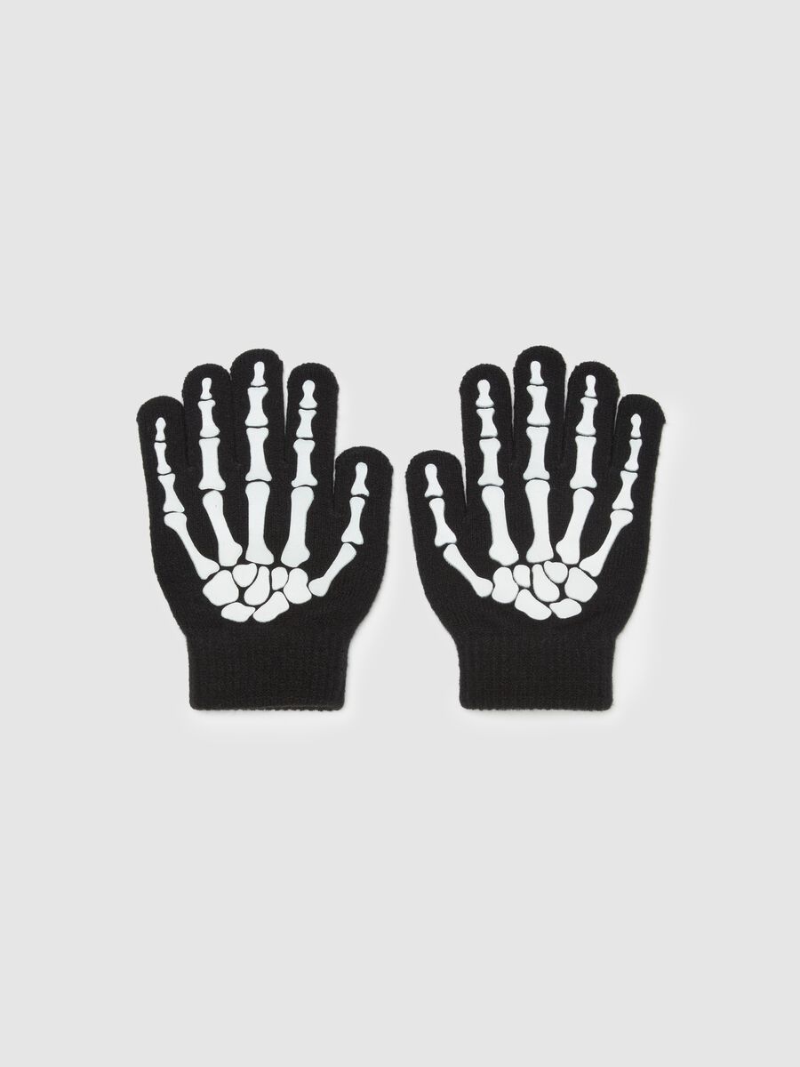 Gloves with skeleton hand print_1