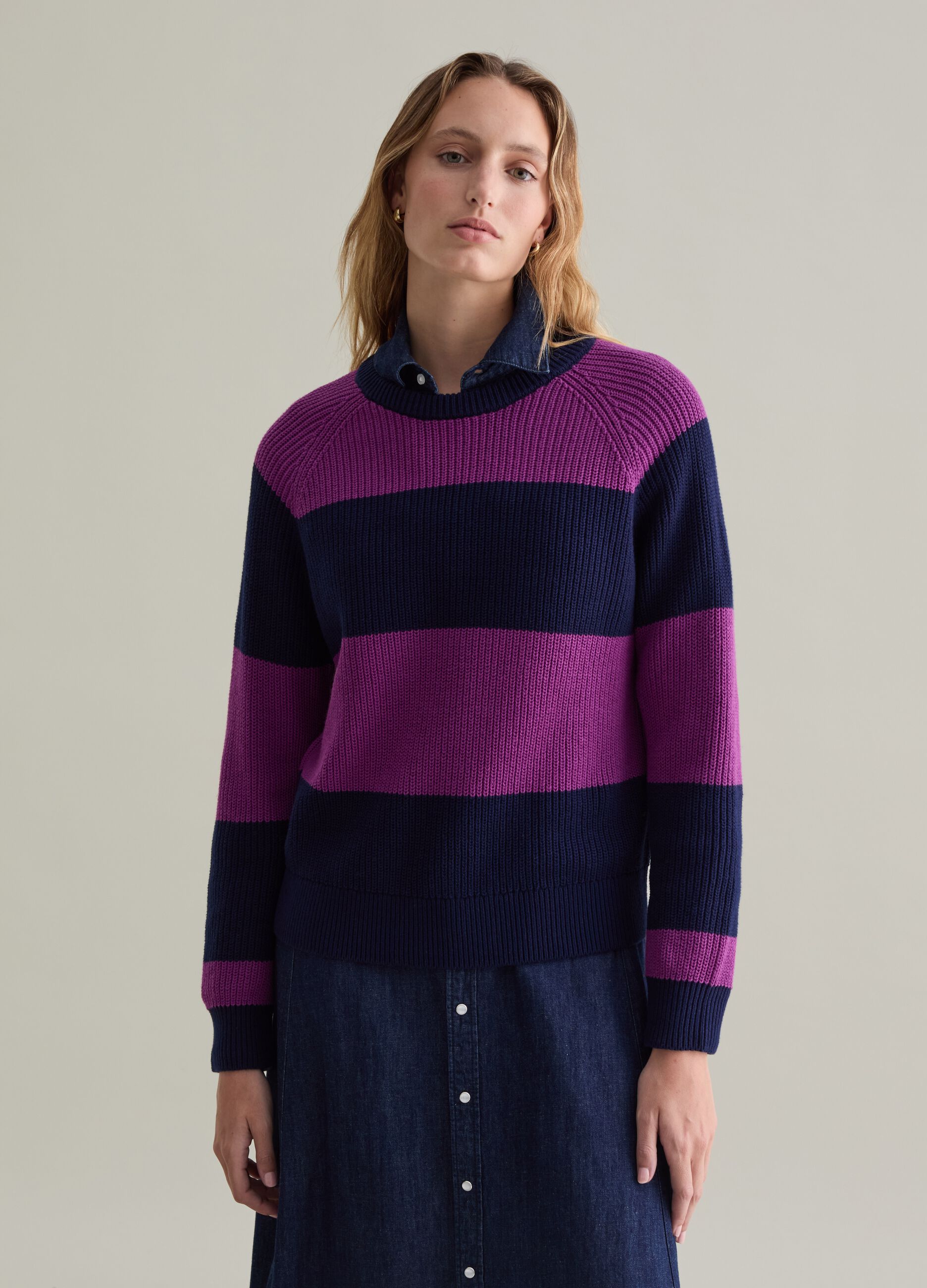 Striped pullover with raglan sleeves