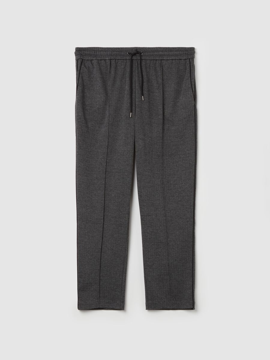 Curvy herringbone joggers with drawstring_0