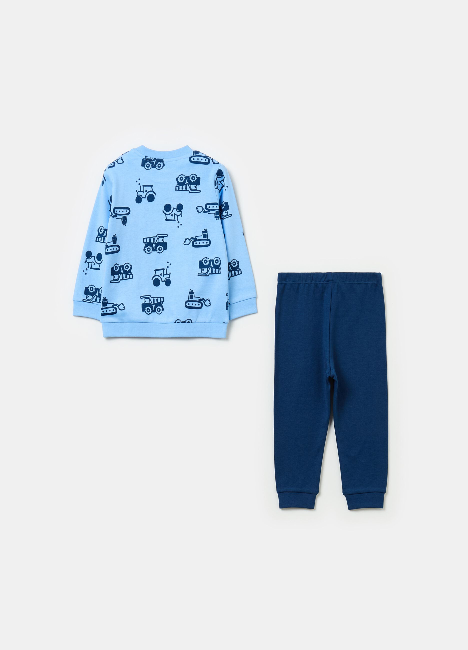 Pyjamas in organic cotton with machinery print